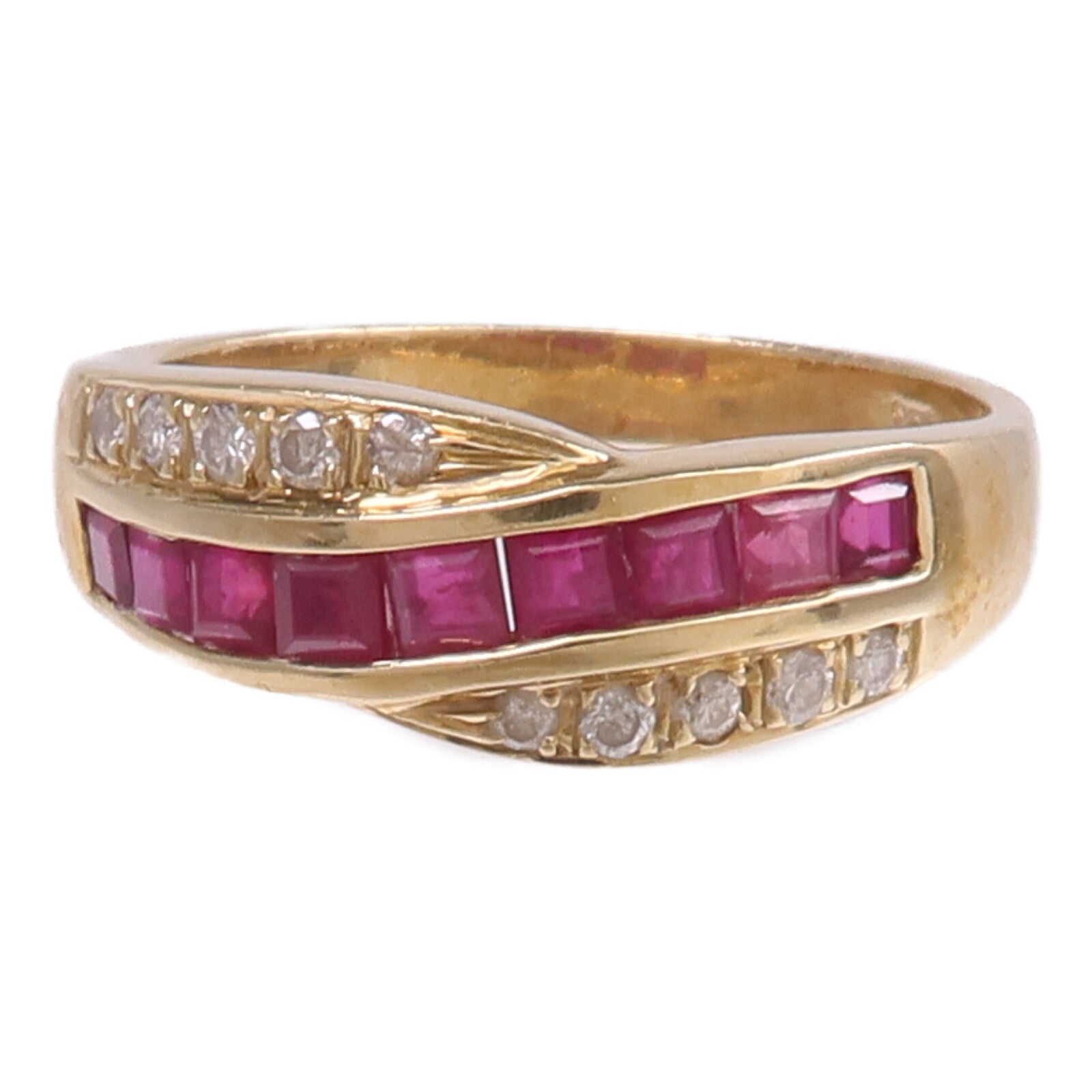 JEWELRY 14K黃金Ruby Diamond Ring紅寶石/鑽石戒指US#6.25