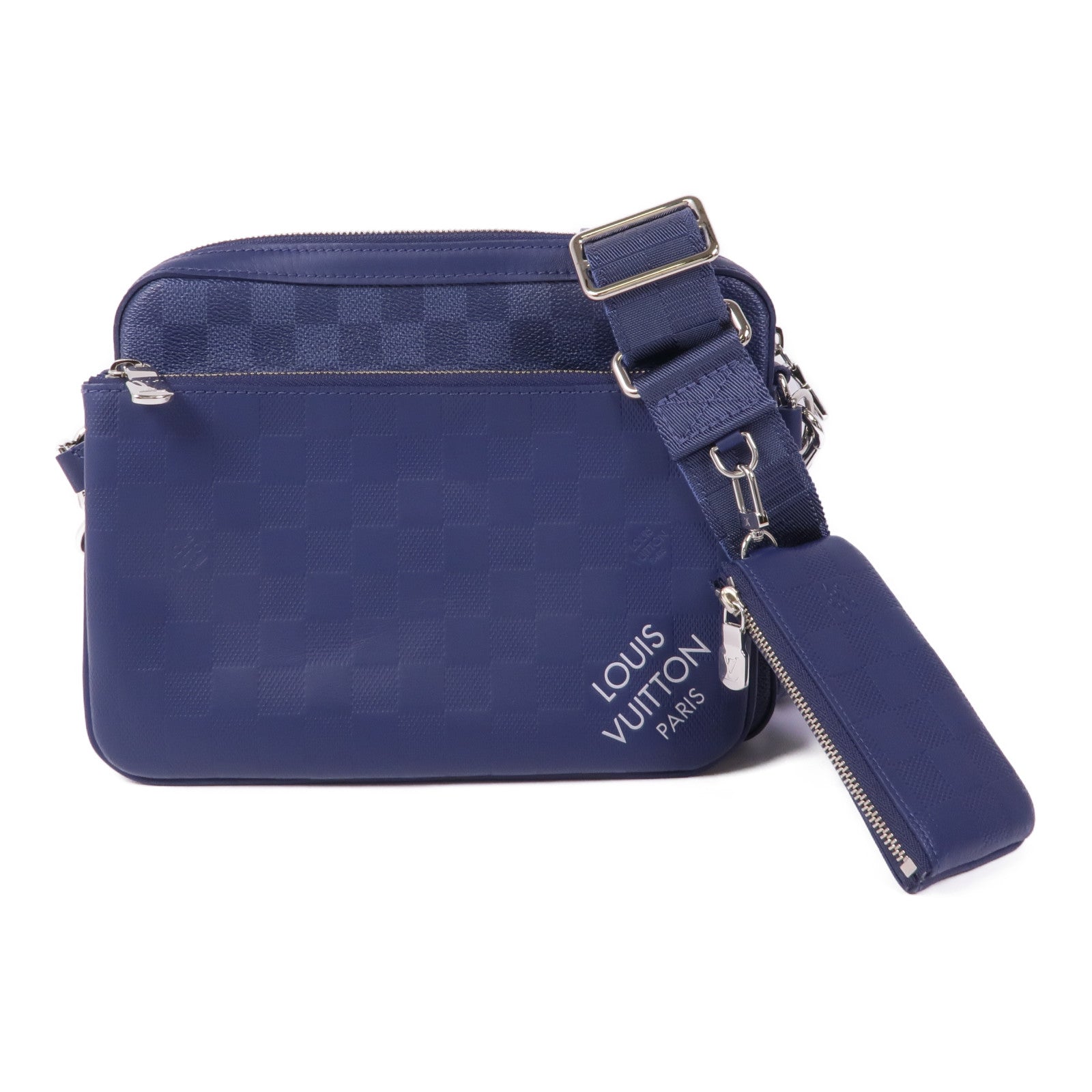 LOUIS VUITTON Damier Squared Trio Shoulder Bag銀扣肩背袋