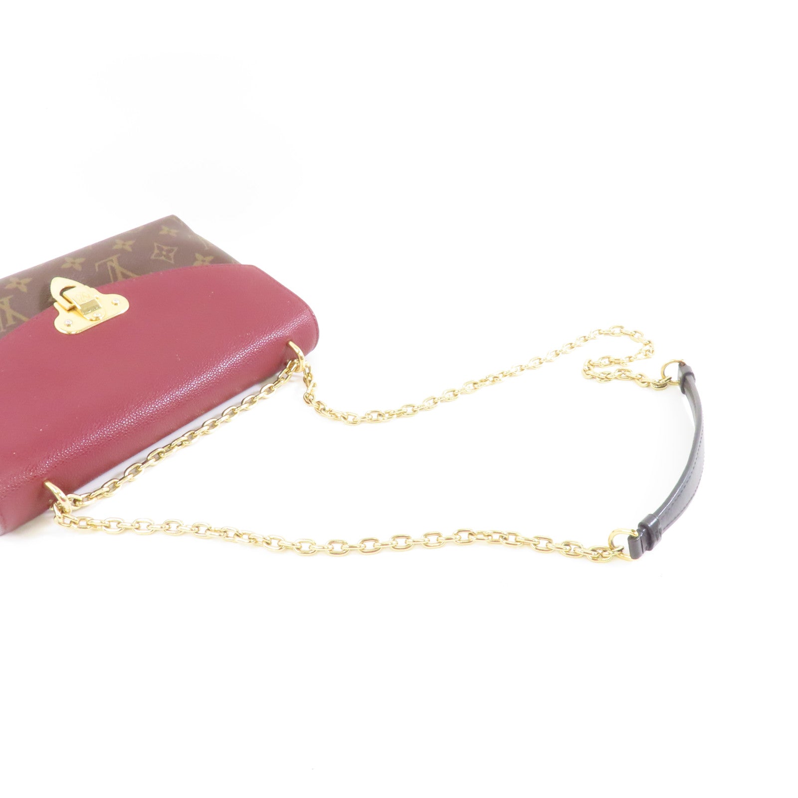 LOUIS VUITTON Monogram Saint Placide金扣鏈帶肩背袋棕色