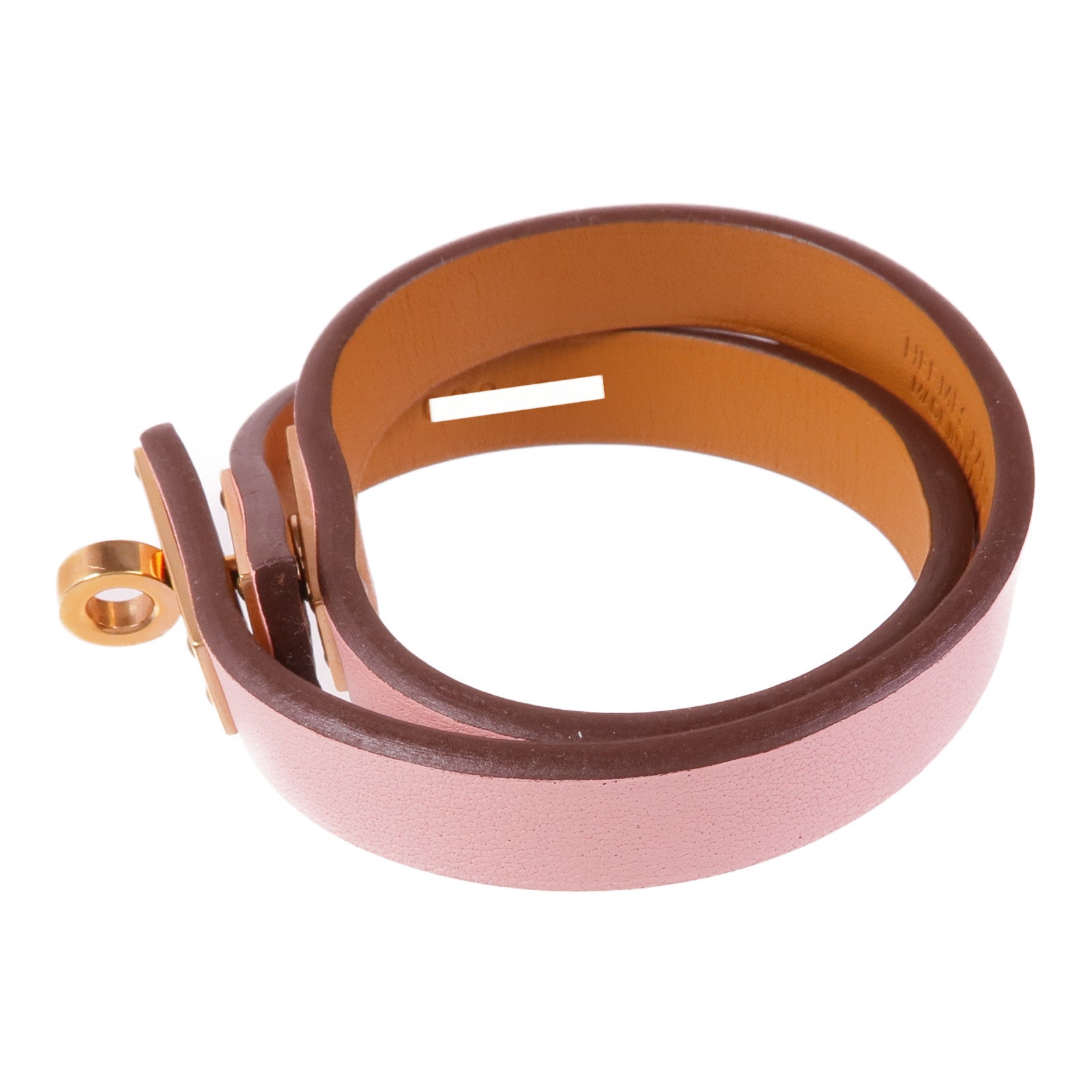 HERMES Swift皮革Mini Kelly Double Tour Bracelet金扣手帶Rose Sakura