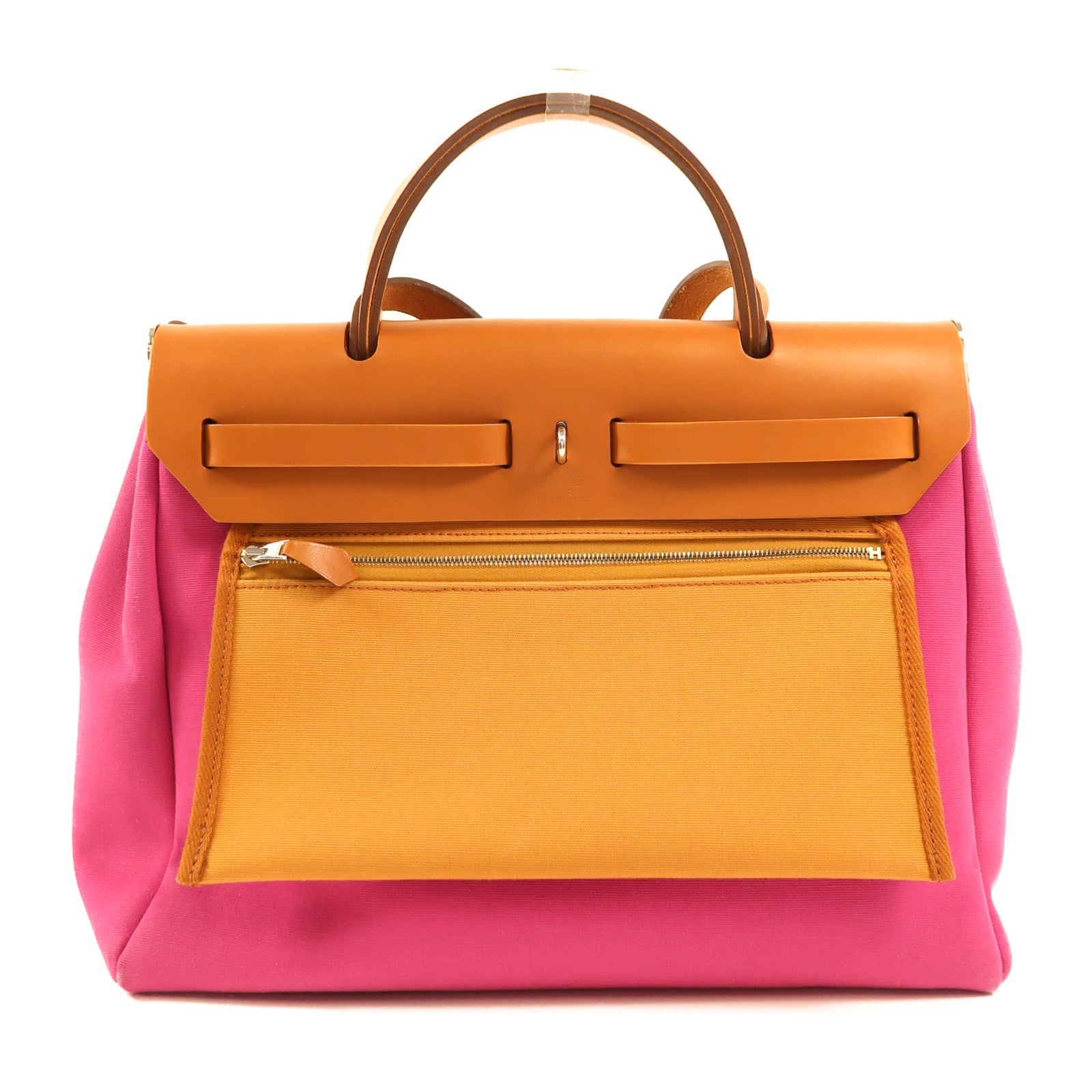 HERMES 帆布Herbag PM銀扣手挽肩背兩用袋