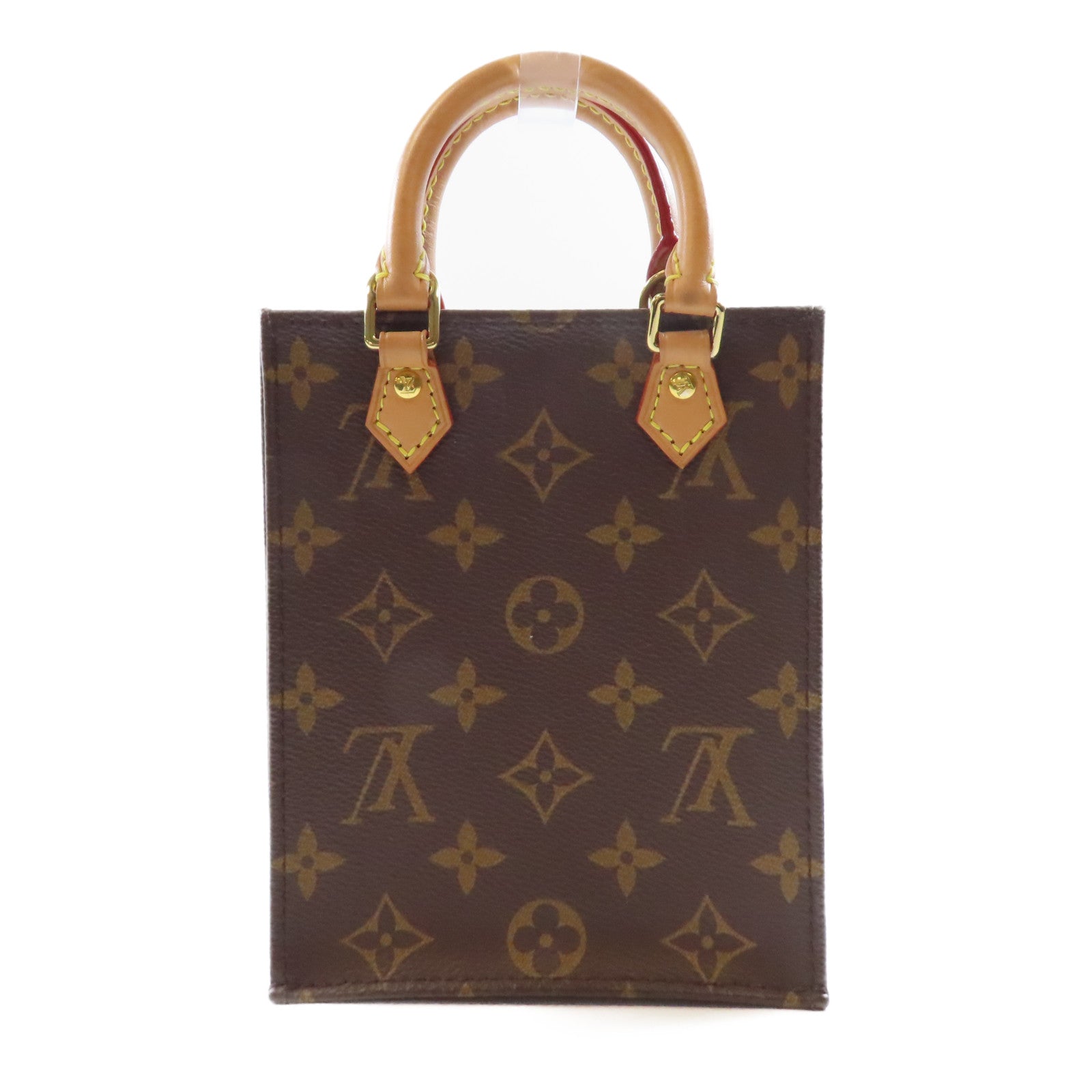 LOUIS VUITTON Monogram Petit Sac Plat金扣手挽肩背兩用袋棕色