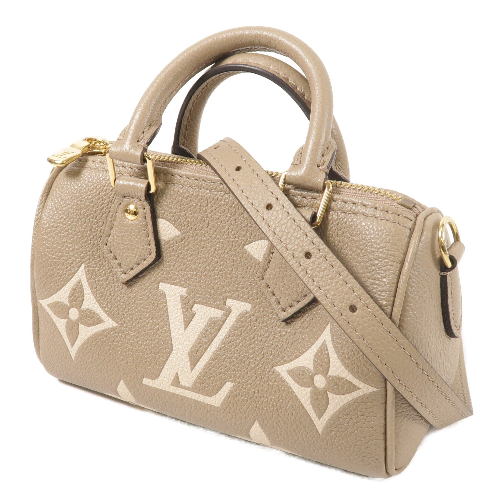 LOUIS VUITTON Monogram Empreinte Nano Speedy金扣手挽肩背兩用袋