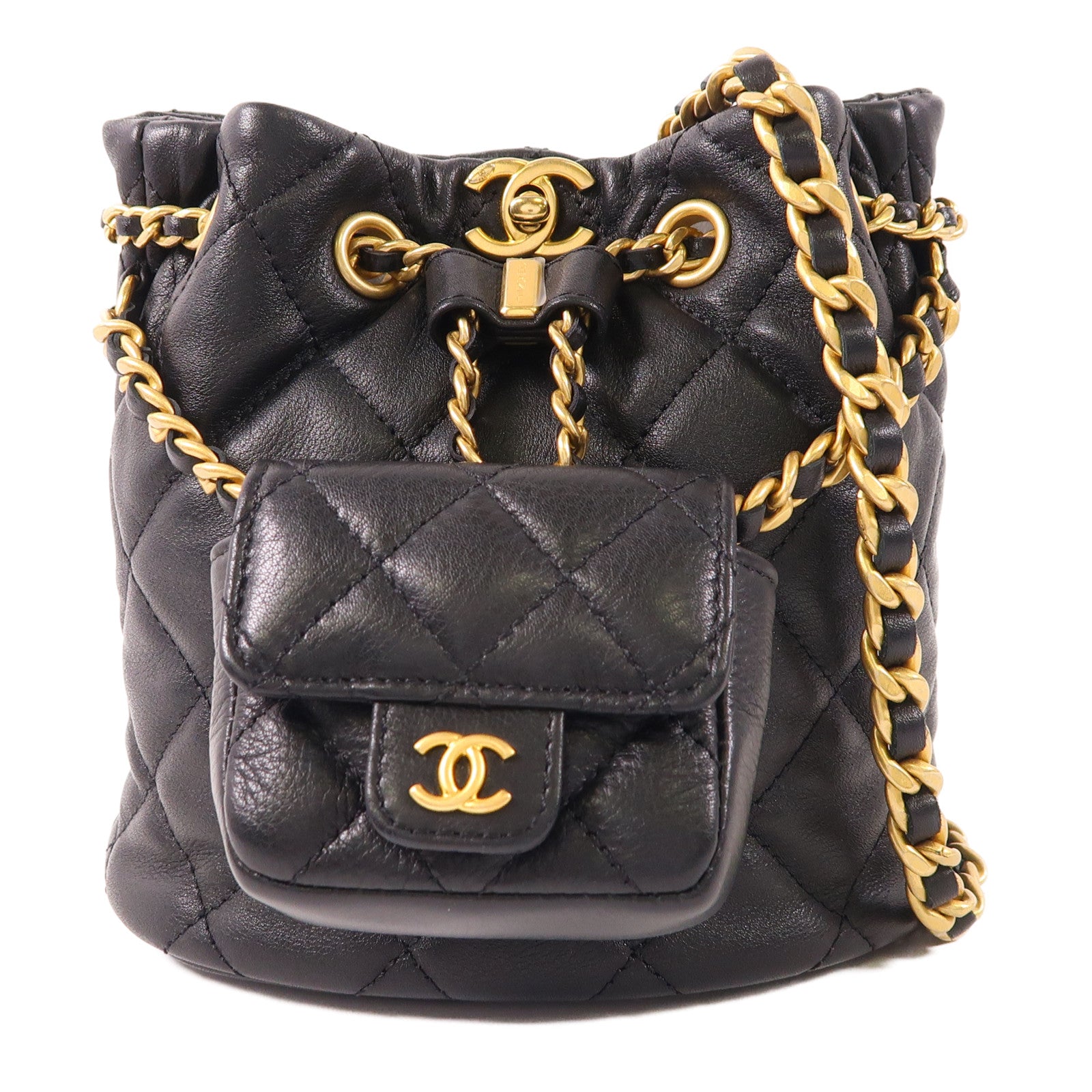 CHANEL 牛皮皮革Mini Backpack金扣鏈帶背包