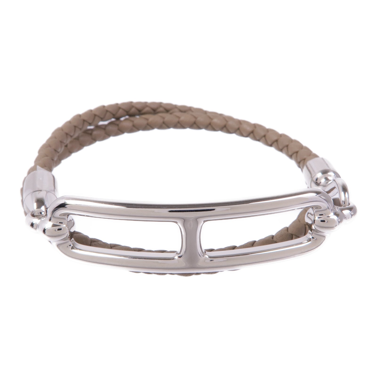 HERMES PHW Roulis Double Tour Bracelet Leather Gray