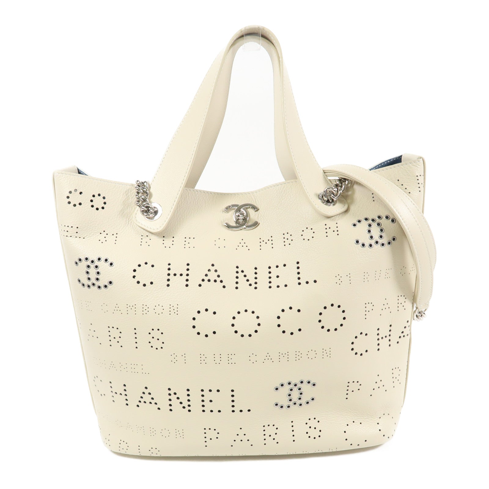 CHANEL 牛皮皮革2 Way Shoulder銀扣鏈帶肩背袋