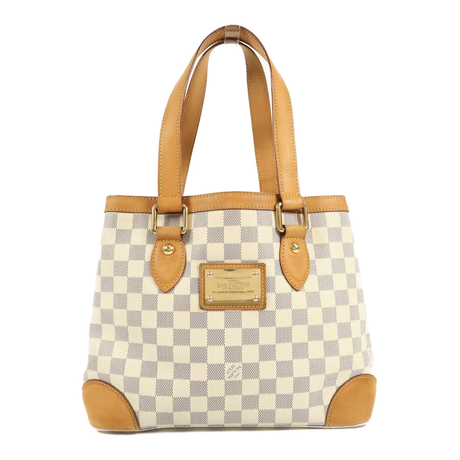 LOUIS VUITTON Damier Azur Hampstead PM金扣手挽袋
