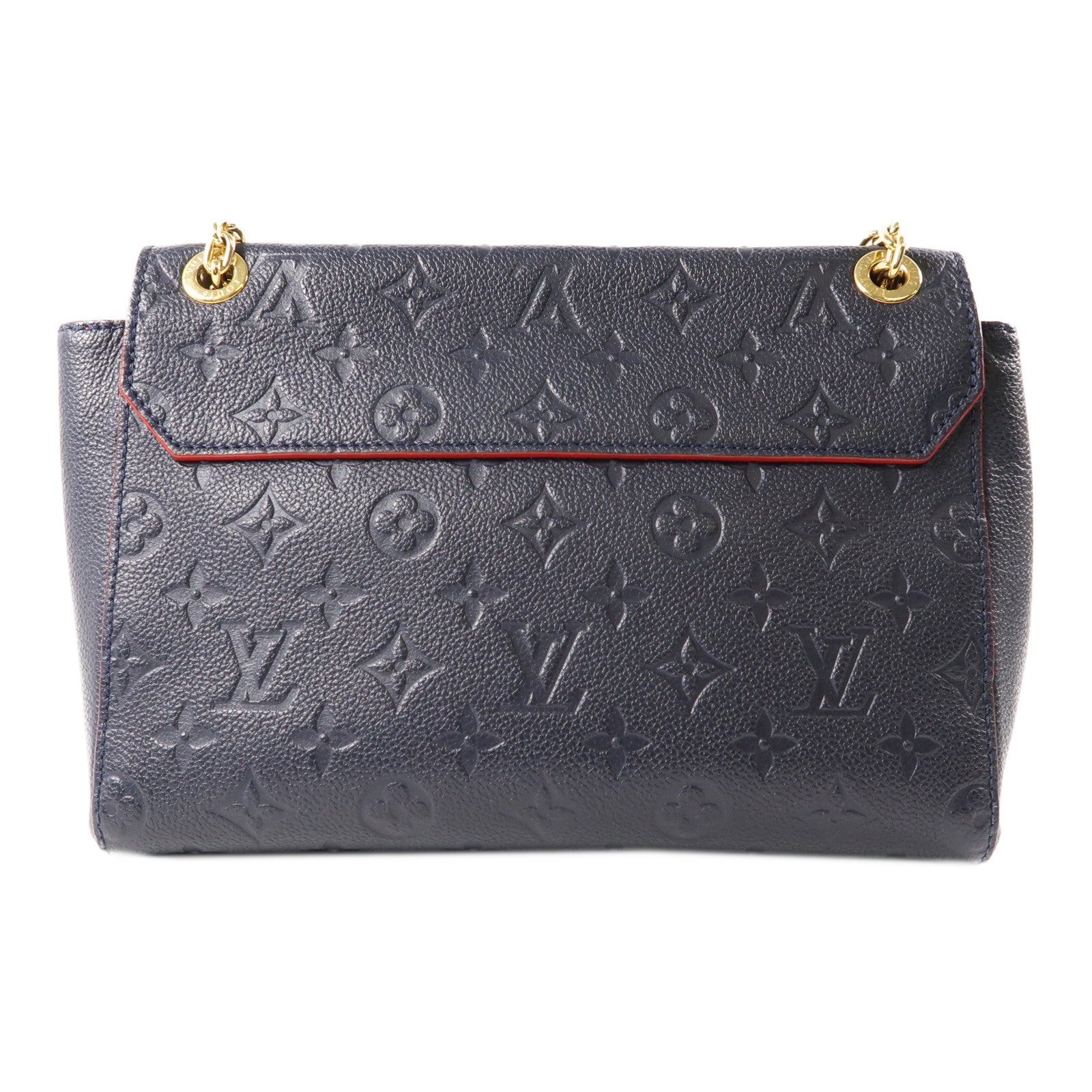 LOUIS VUITTON Monogram Empreinte Vavin PM金扣肩背袋深藍色
