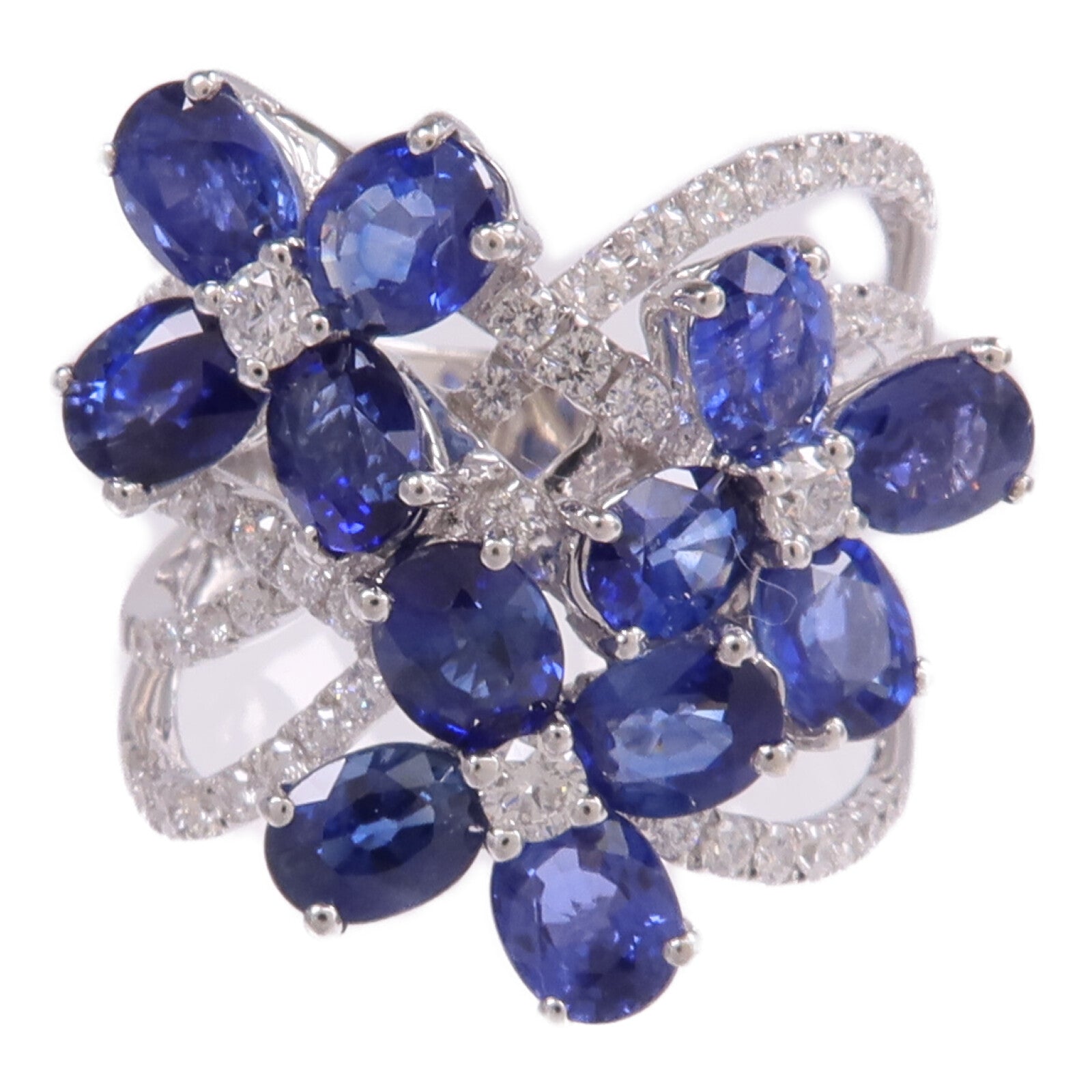 JEWELRY 18K白金Sapphire Diamond Ring藍寶石/鑽石戒指US#7.5