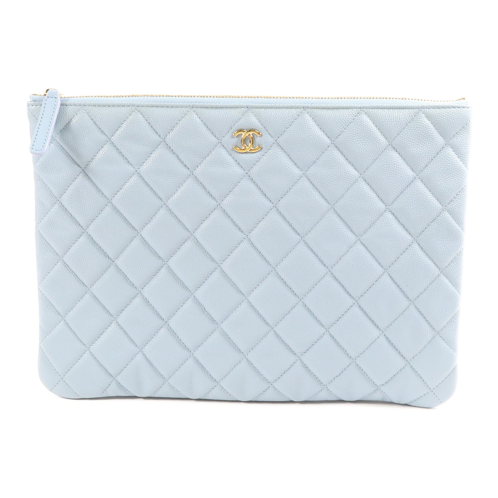 CHANEL 牛皮皮革Pouch金扣手拿包