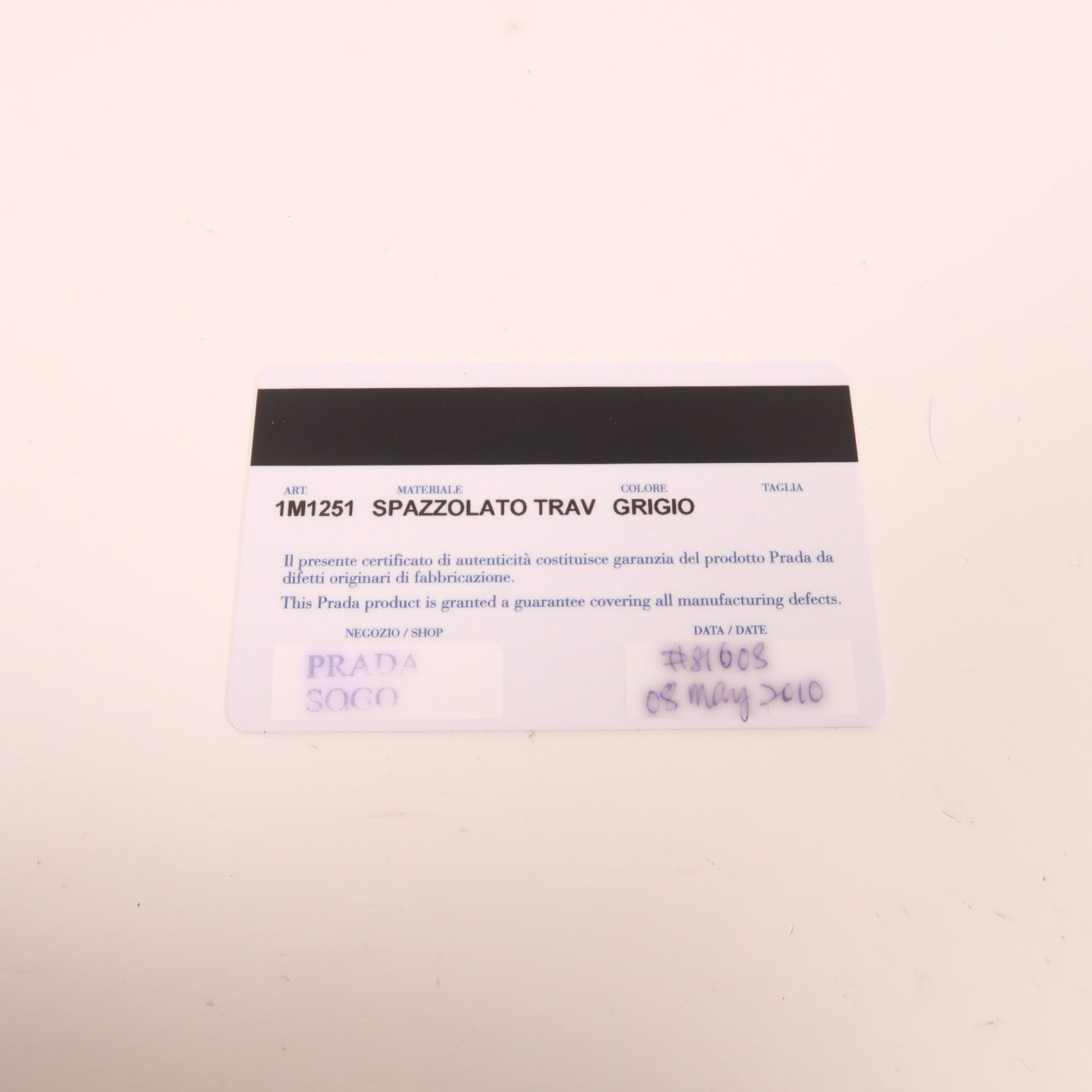 PRADA 牛皮皮革Pouch銀扣手拿包灰色