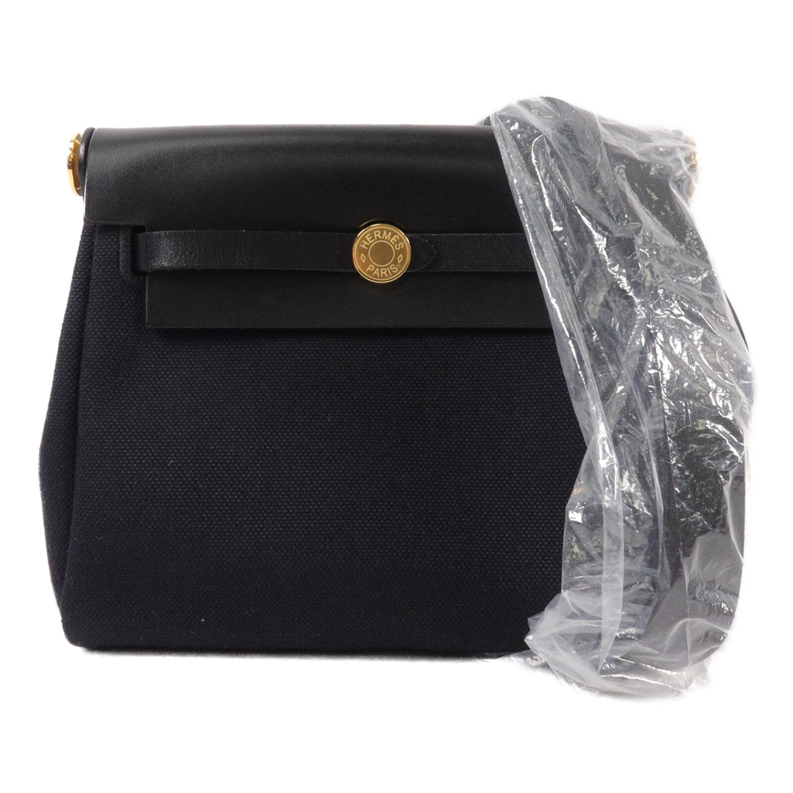 HERMES 帆布Mini Herbag肩背袋Noir