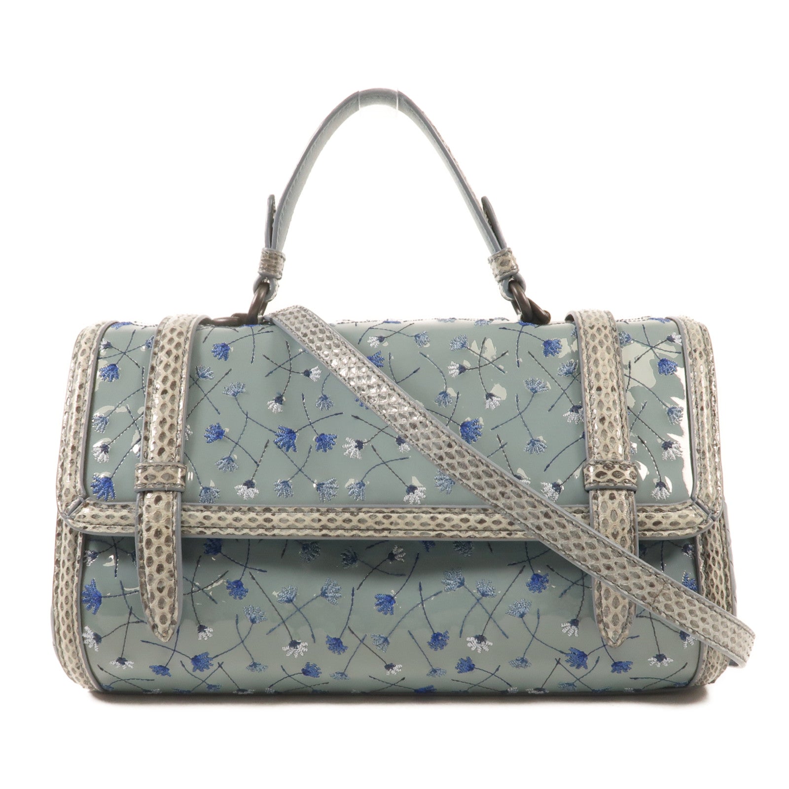 BOTTEGA VENETA 漆皮皮革/蛇皮皮革Shoulder Bag手挽肩背兩用袋