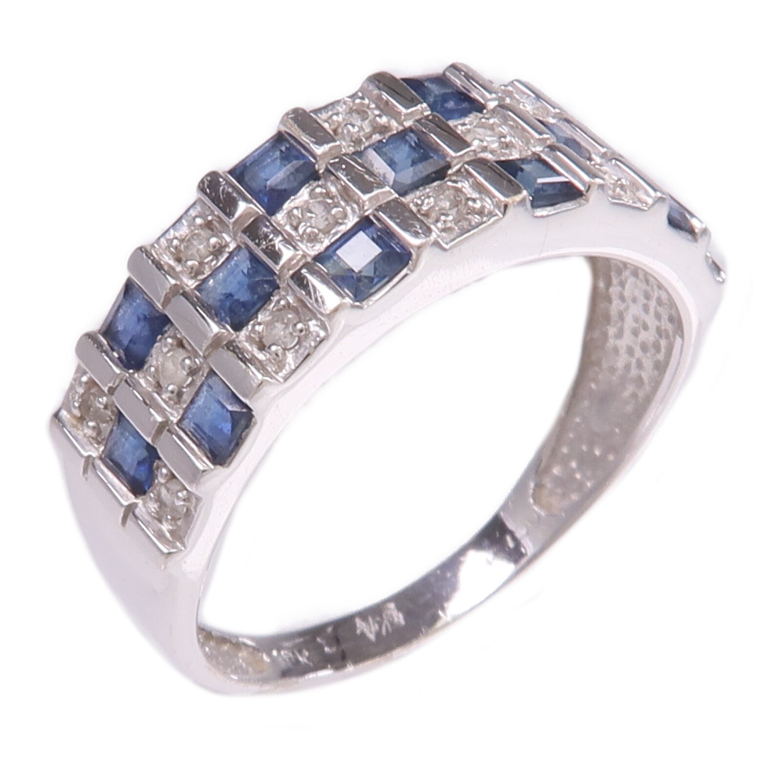 JEWELRY 18K白金Sapphire Diamond Ring藍寶石/鑽石戒指US#7.25