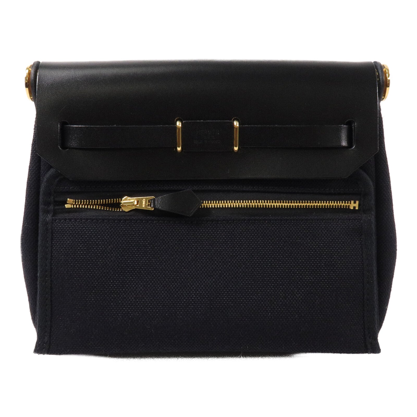 HERMES 帆布Mini Herbag肩背袋Noir
