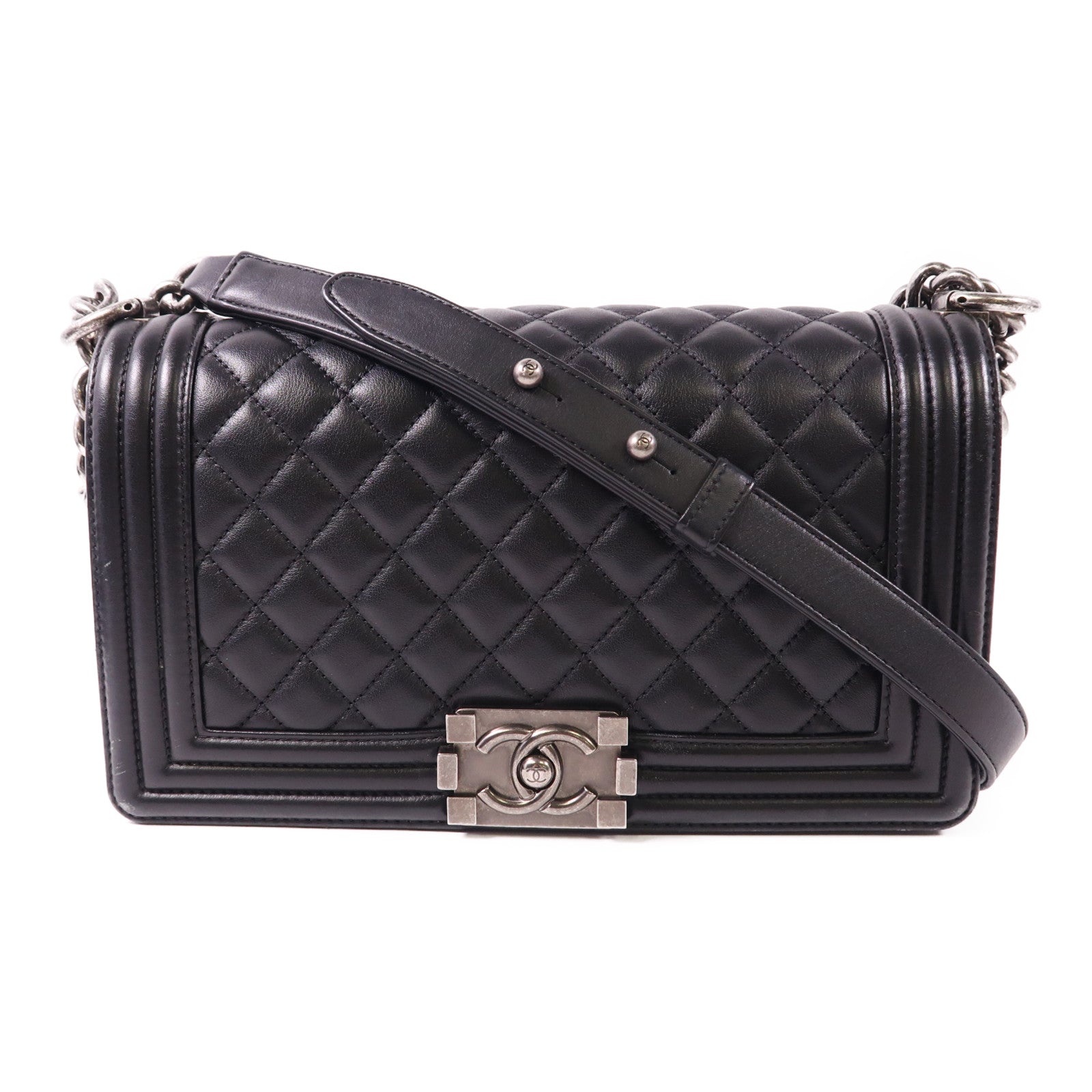 CHANEL 【激減優惠】羊皮皮革Boy 25鏈帶肩背袋