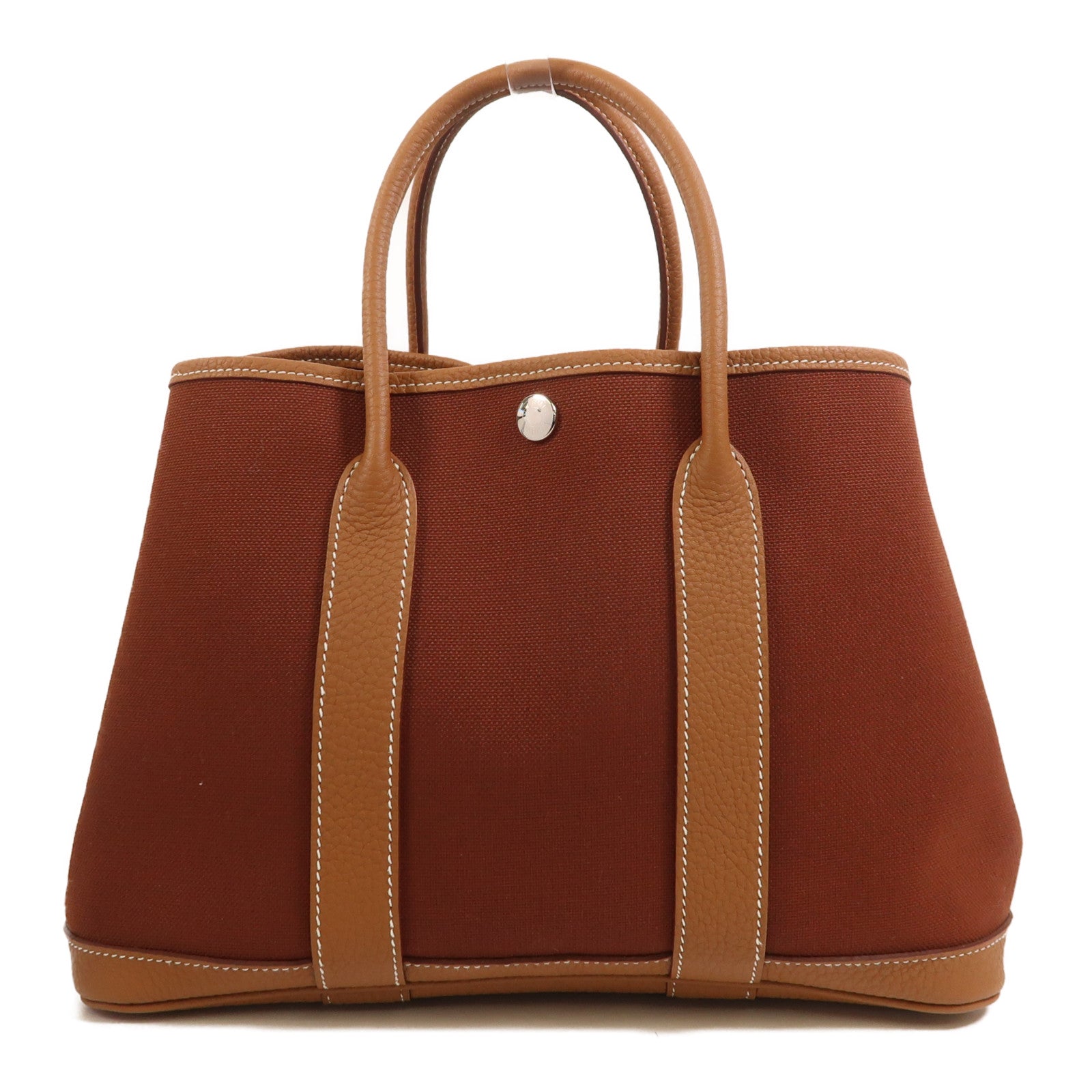 HERMES 帆布Garden Party TPM銀扣手挽袋