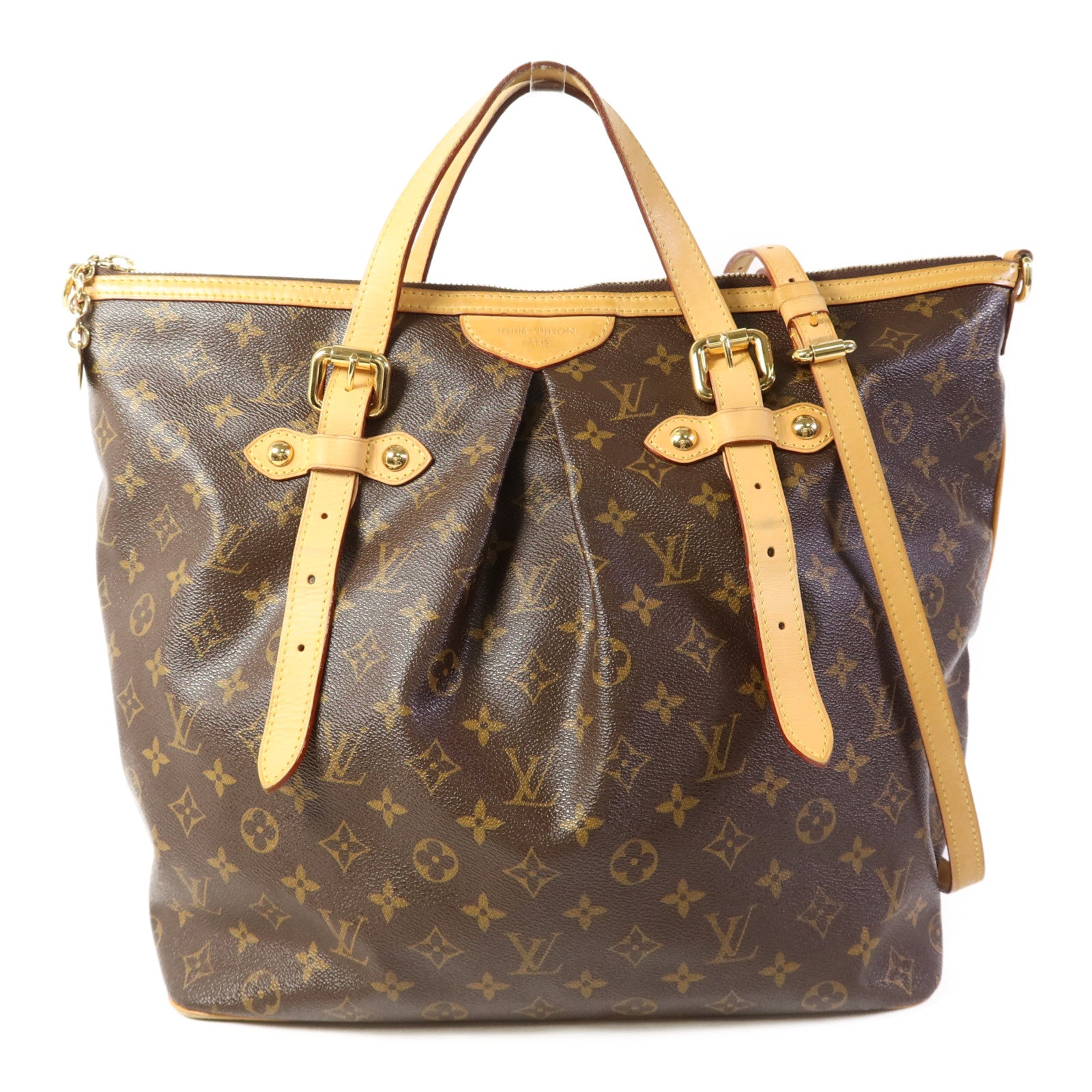 LOUIS VUITTON Monogram Palermo GM金扣手挽肩背兩用袋棕色