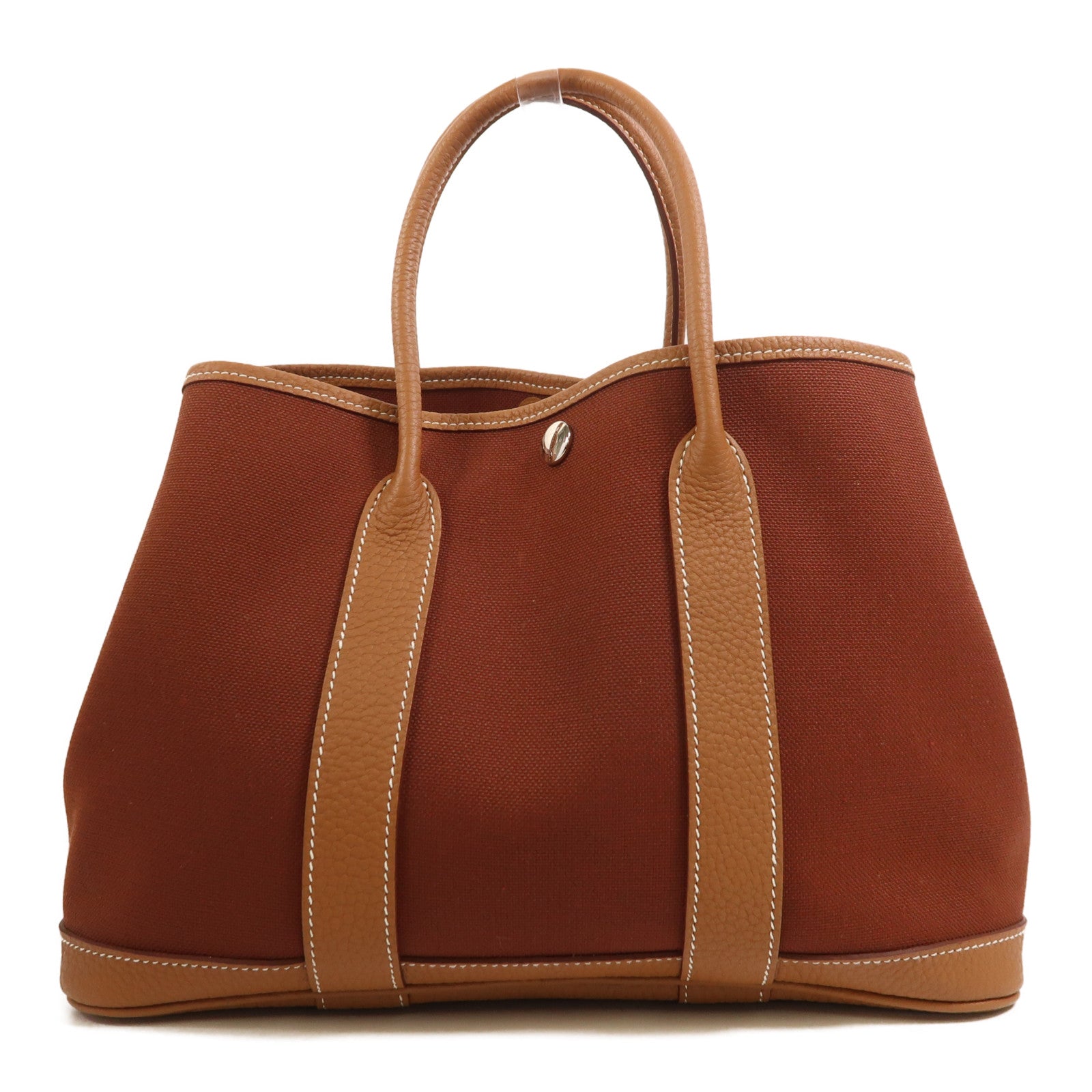 HERMES 帆布Garden Party TPM銀扣手挽袋