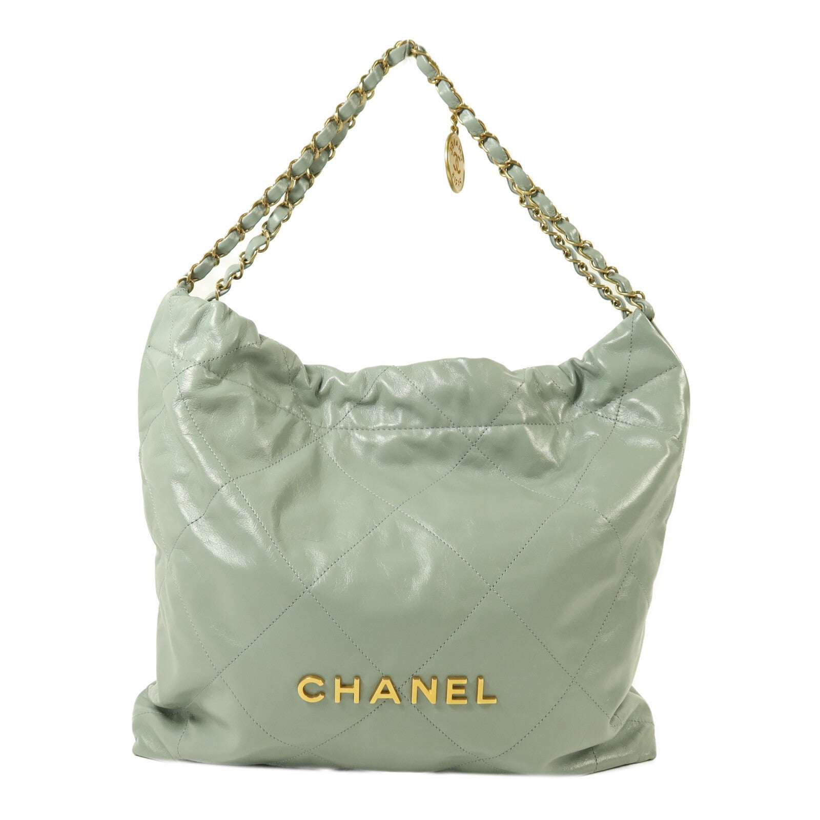 CHANEL 牛皮皮革Chanel 22金扣鏈帶肩背袋