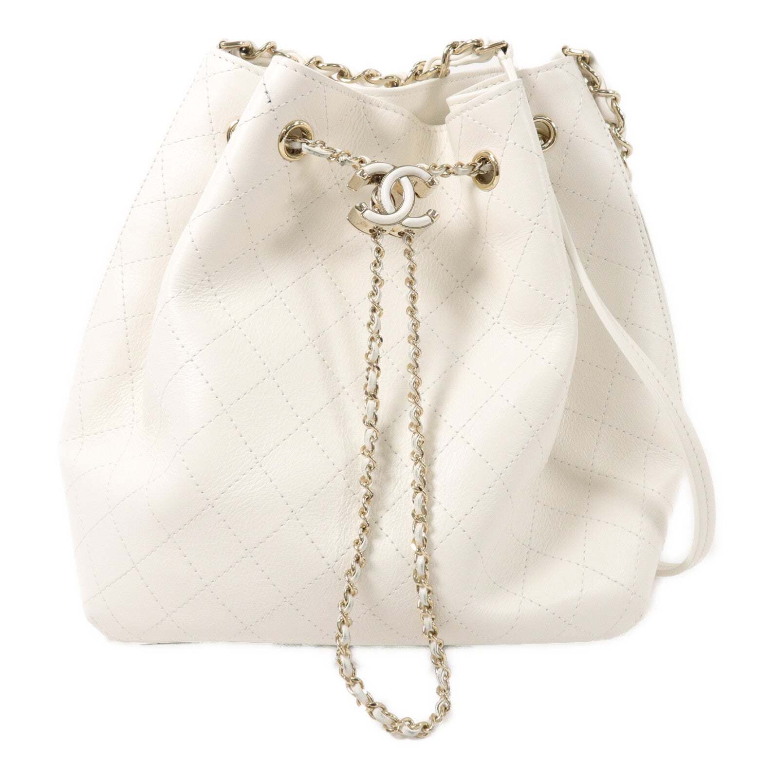 CHANEL 牛皮皮革Bucket鏈帶肩背袋