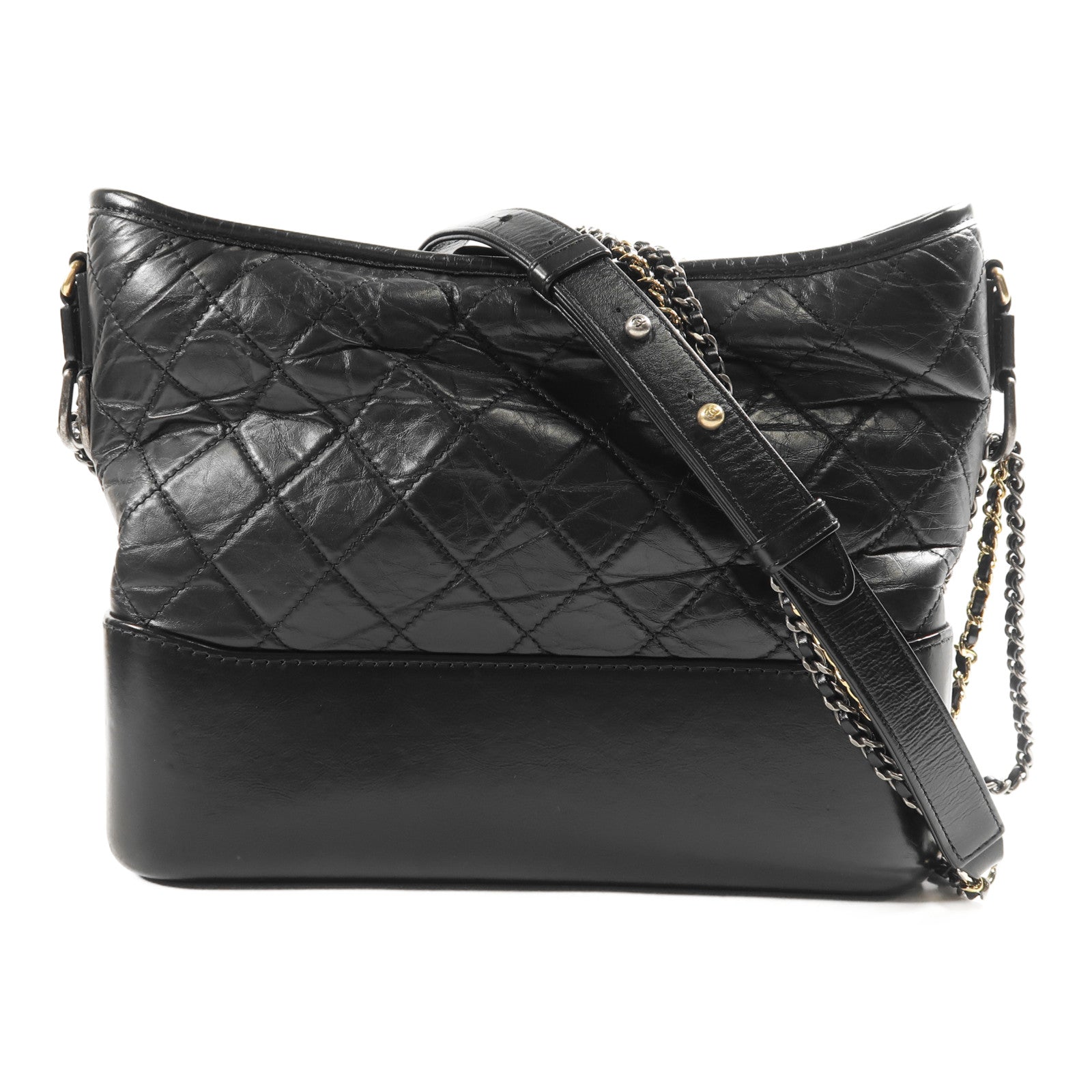 CHANEL 牛皮皮革Gabrielle Medium鏈帶肩背袋