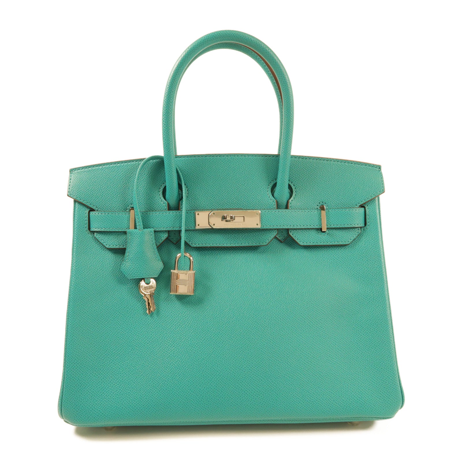 HERMES 【激減優惠】Epsom皮革Birkin 30銀扣手挽袋7F Bleu Paon