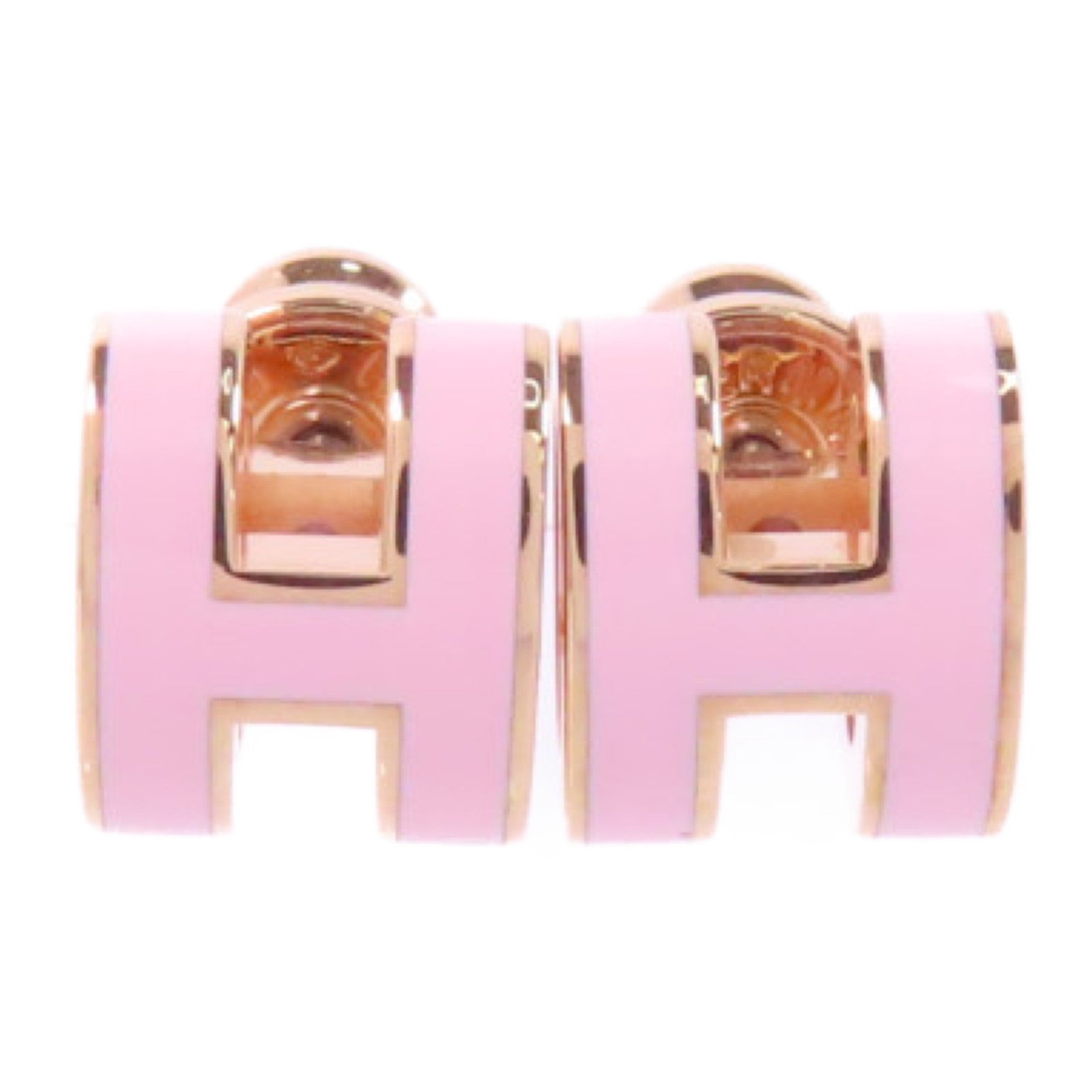 HERMES 金屬Pop H Earrings耳環Rose Sakura櫻花粉色