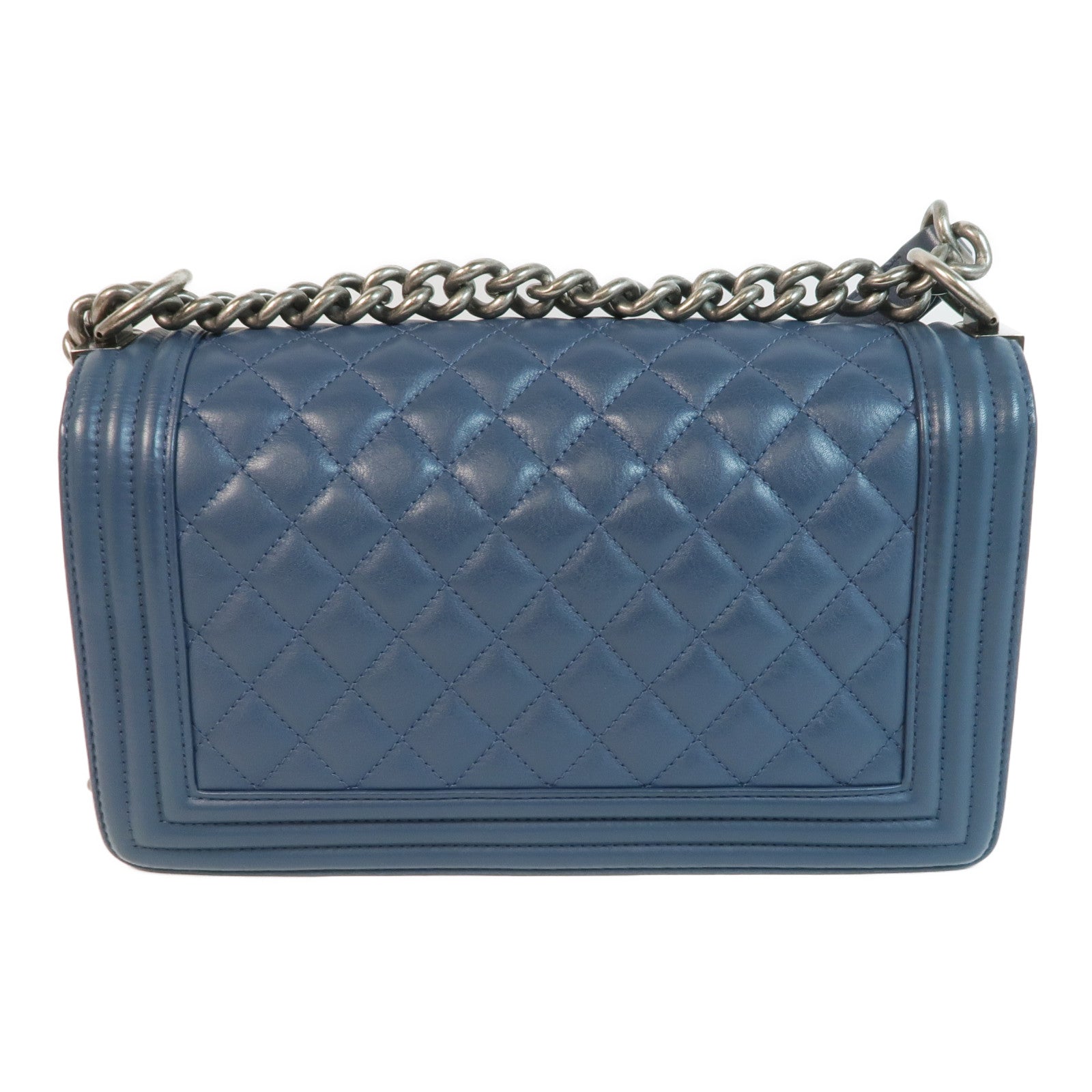 CHANEL 羊皮皮革Boy 25銀扣鏈帶肩背袋