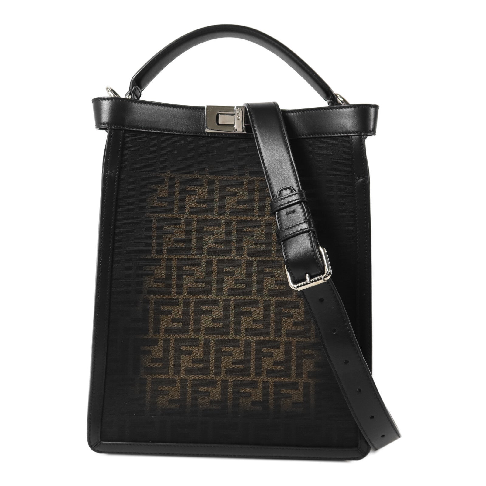 FENDI 塗層帆布Peekaboo X-Lite Small手挽肩背兩用袋