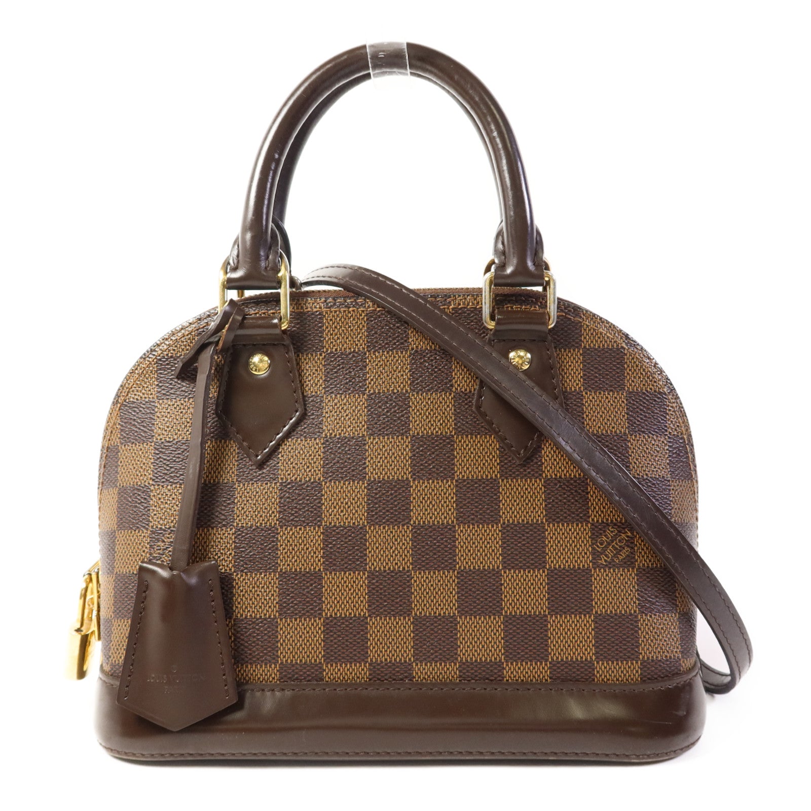 LOUIS VUITTON Damier Alma BB金扣手挽肩背兩用袋棕色
