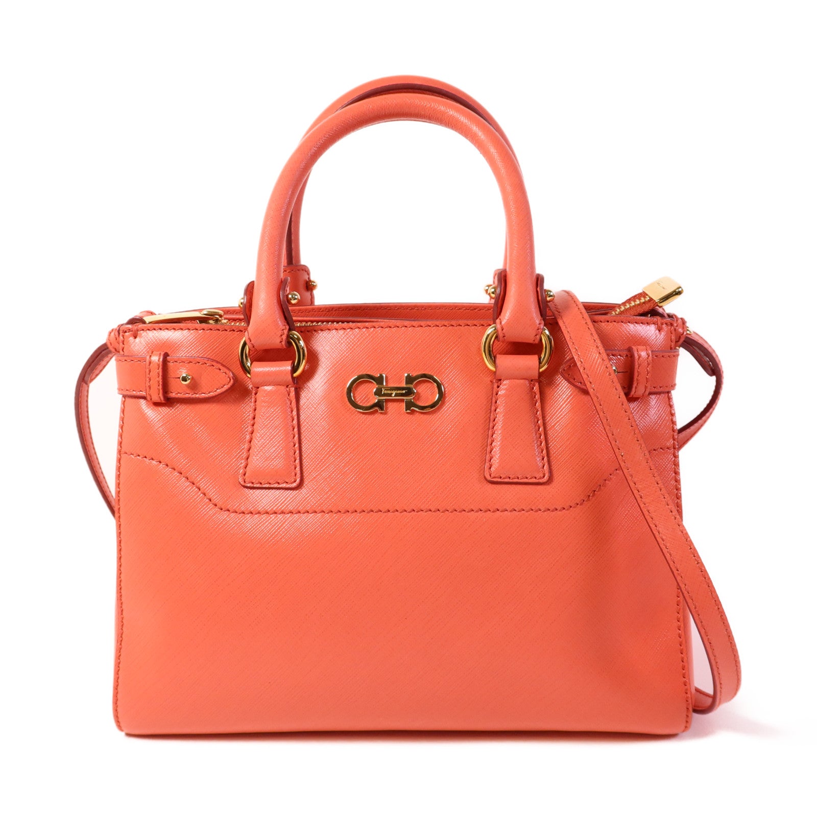 Salvatore Ferragamo 牛皮皮革2 Way Shoulder Bag金扣手挽肩背兩用袋