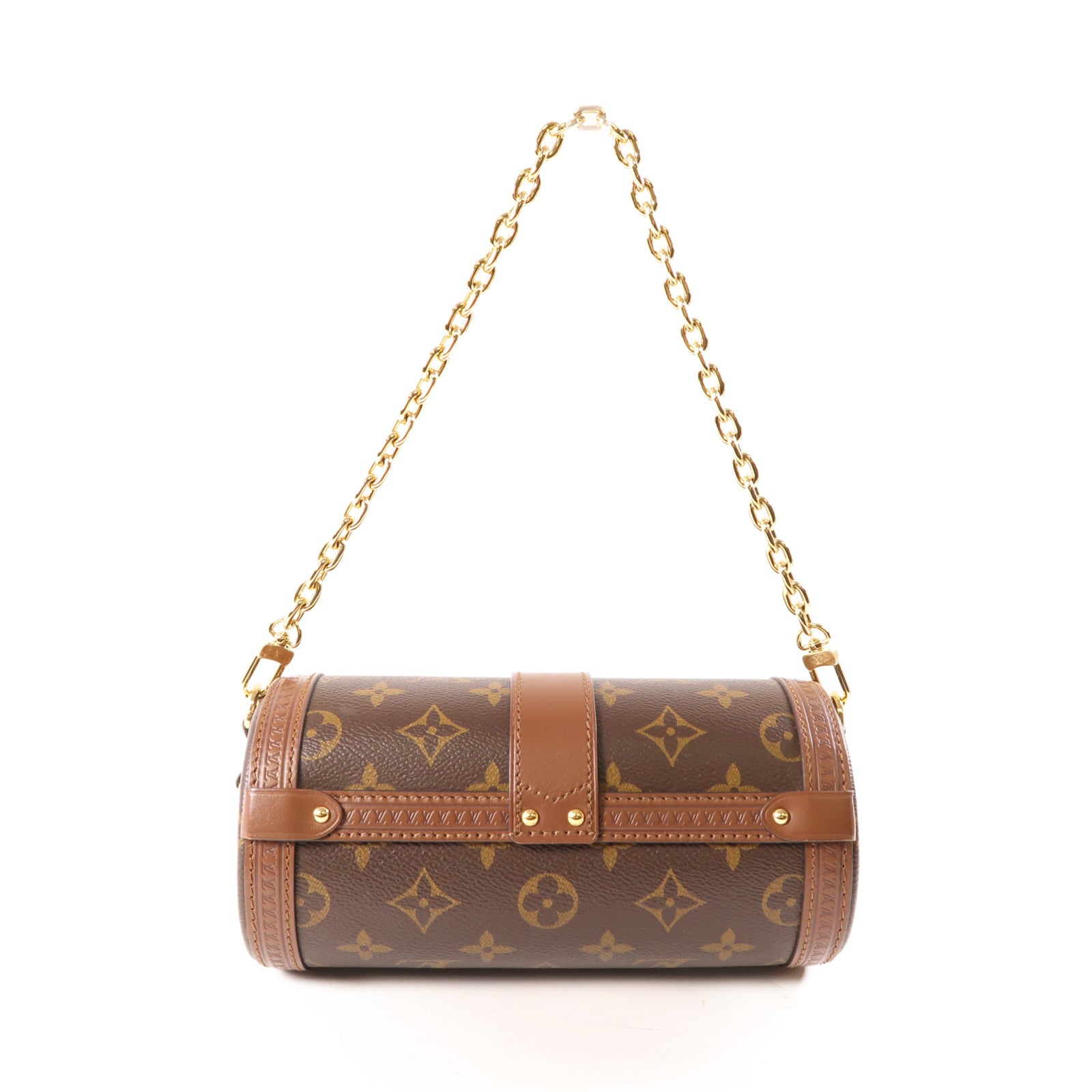 LOUIS VUITTON Monogram Papillon Trunk金扣鏈帶手挽肩背兩用袋棕色