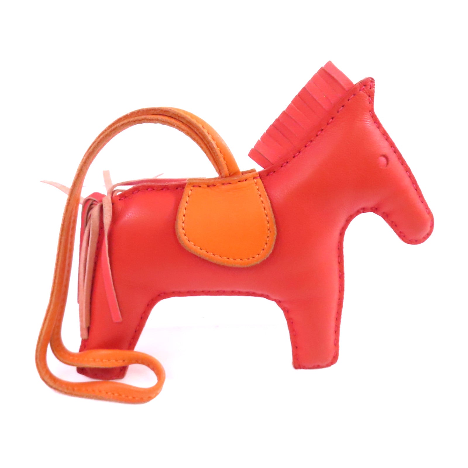 HERMES Swift皮革Redeo MM Charm掛飾橙色