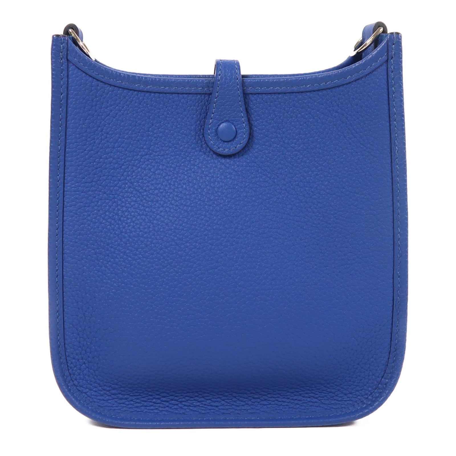 HERMES Clemence皮革Evelyne TPM銀扣肩背袋Bleu France
