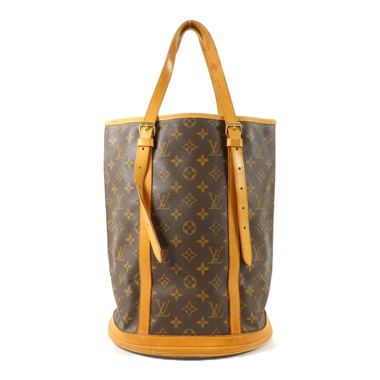 LOUIS VUITTON Monogram Bucket GM金扣手挽袋棕色