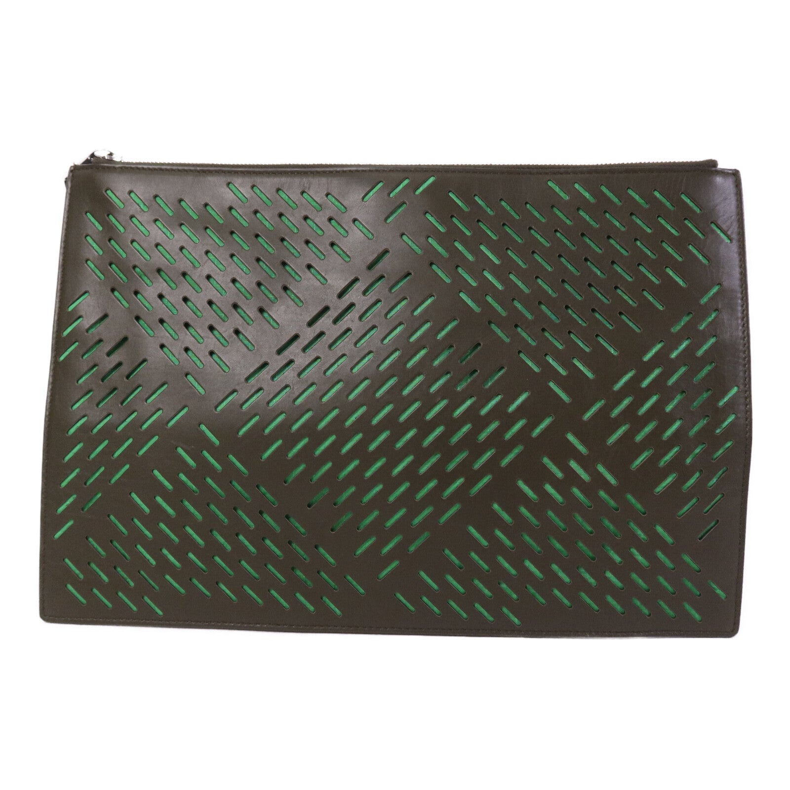 BOTTEGA VENETA 羊皮皮革Pouch銀扣手拿包