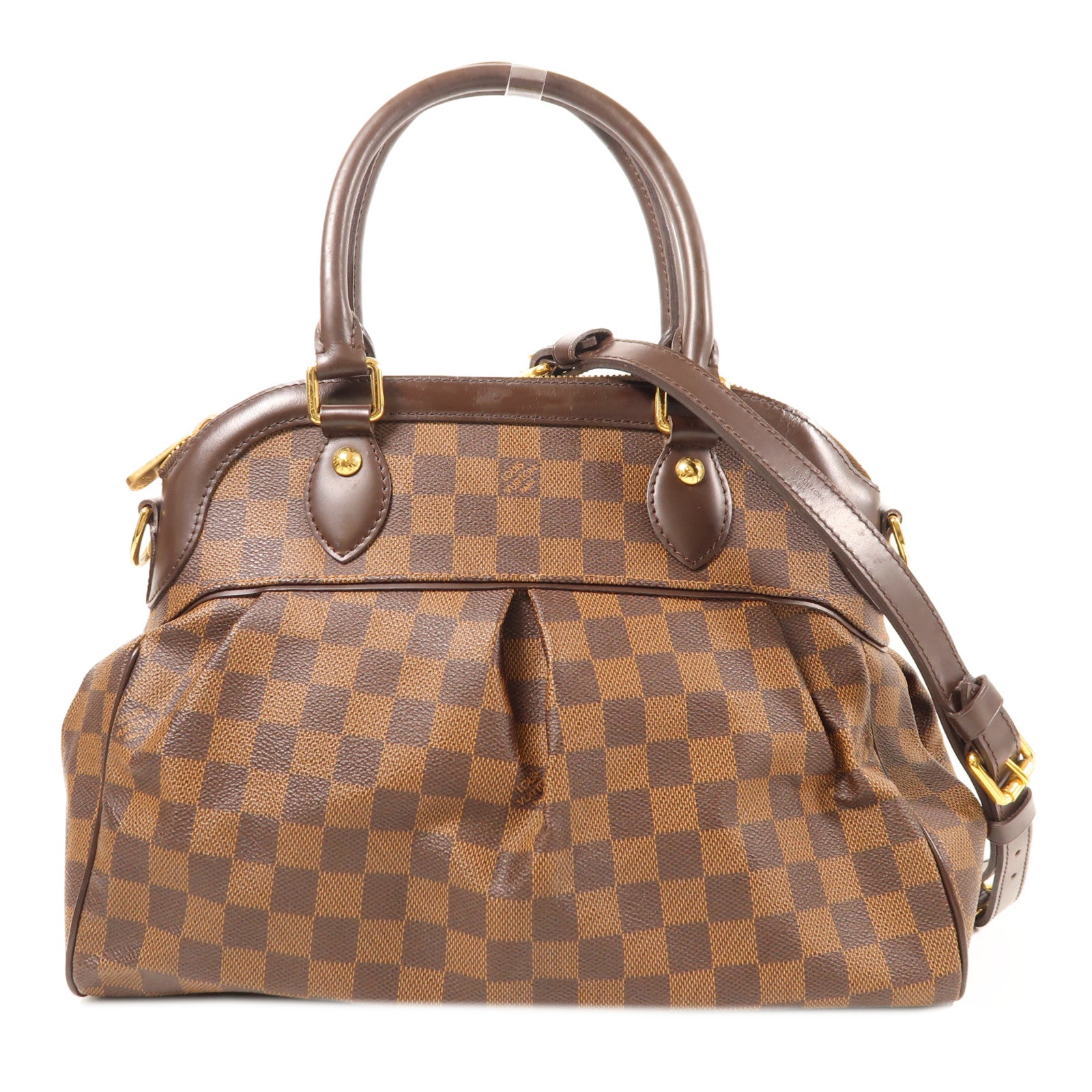 LOUIS VUITTON Damier Trevi PM金扣手挽肩背兩用袋