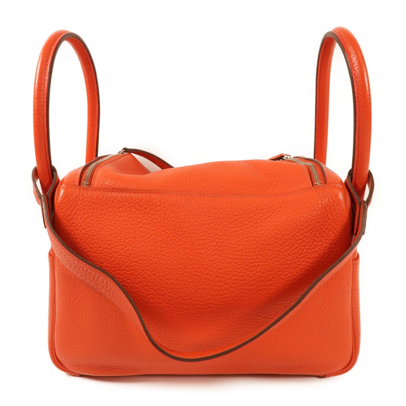 HERMES Clemence皮革Lindy 26銀扣手挽肩背兩用袋Rose Jaipur