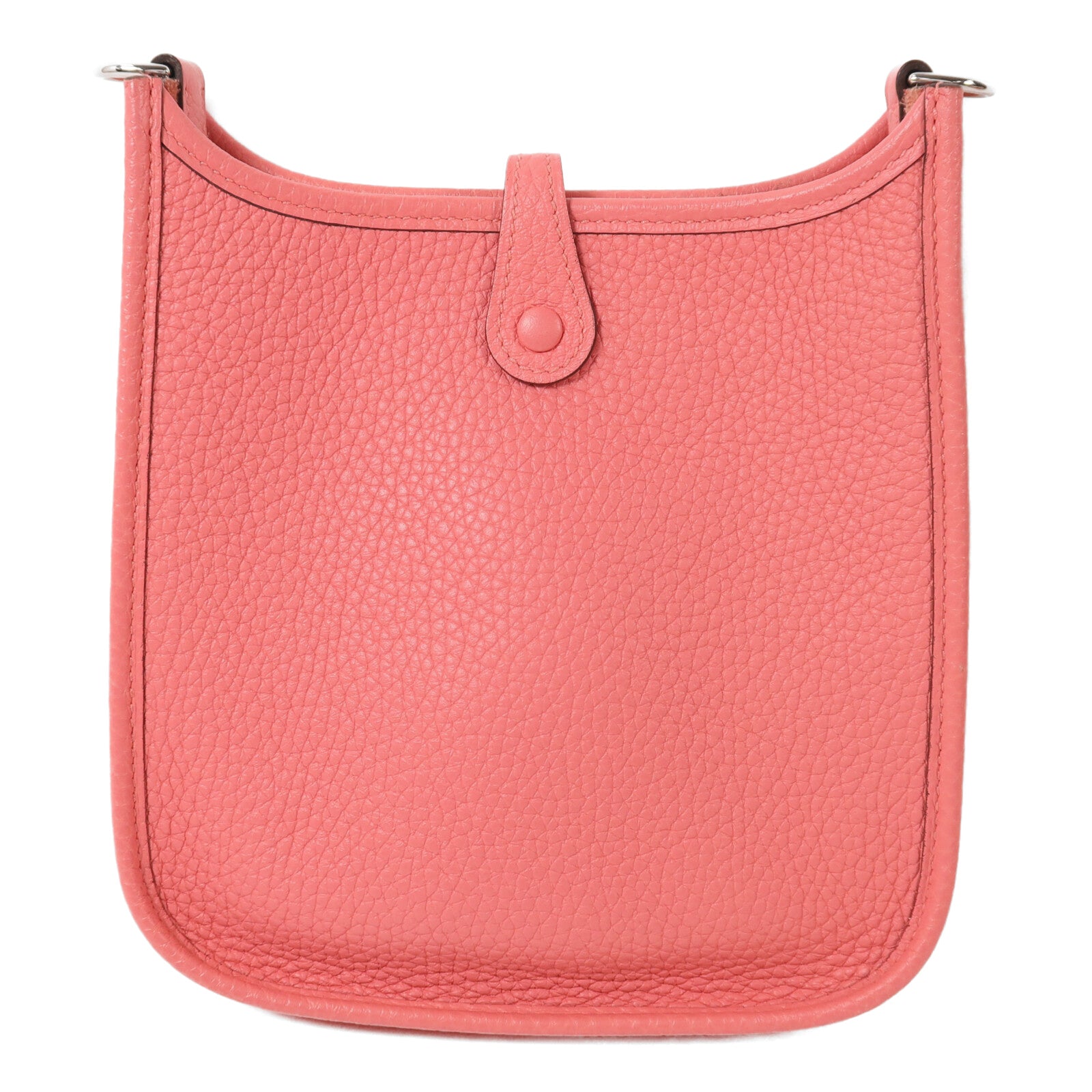HERMES Clemence皮革Evelyne TPM銀扣肩背袋Rose Azalee