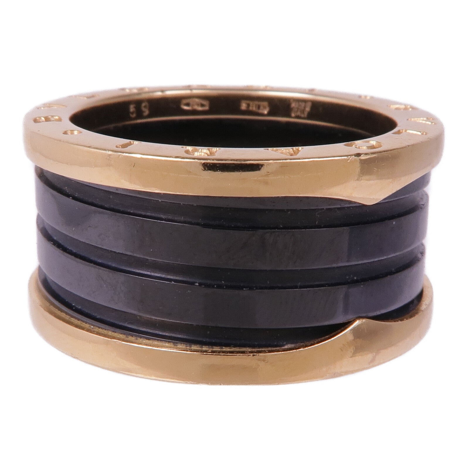 BVLGARI 18K玫瑰金/陶瓷B-zero 3 Band Ring戒指BVLGARI#59/US#8