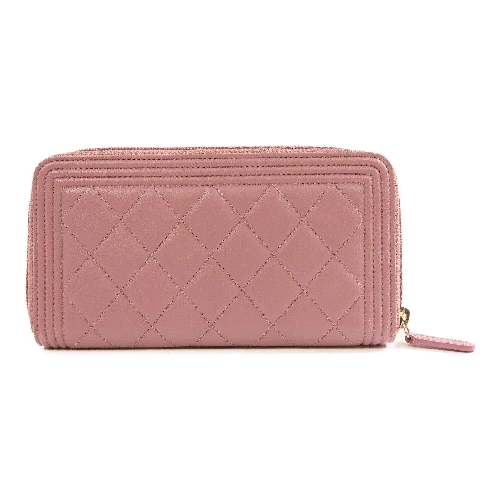 CHANEL CC GHW Boy Long Wallet Lambskin Leather