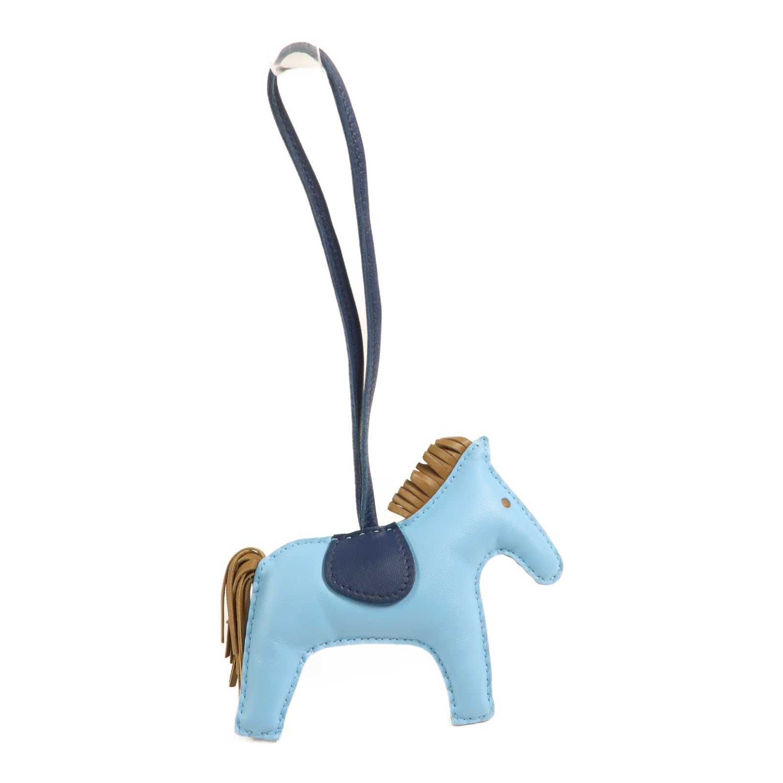 HERMES Swift皮革Rodeo MM掛飾藍色