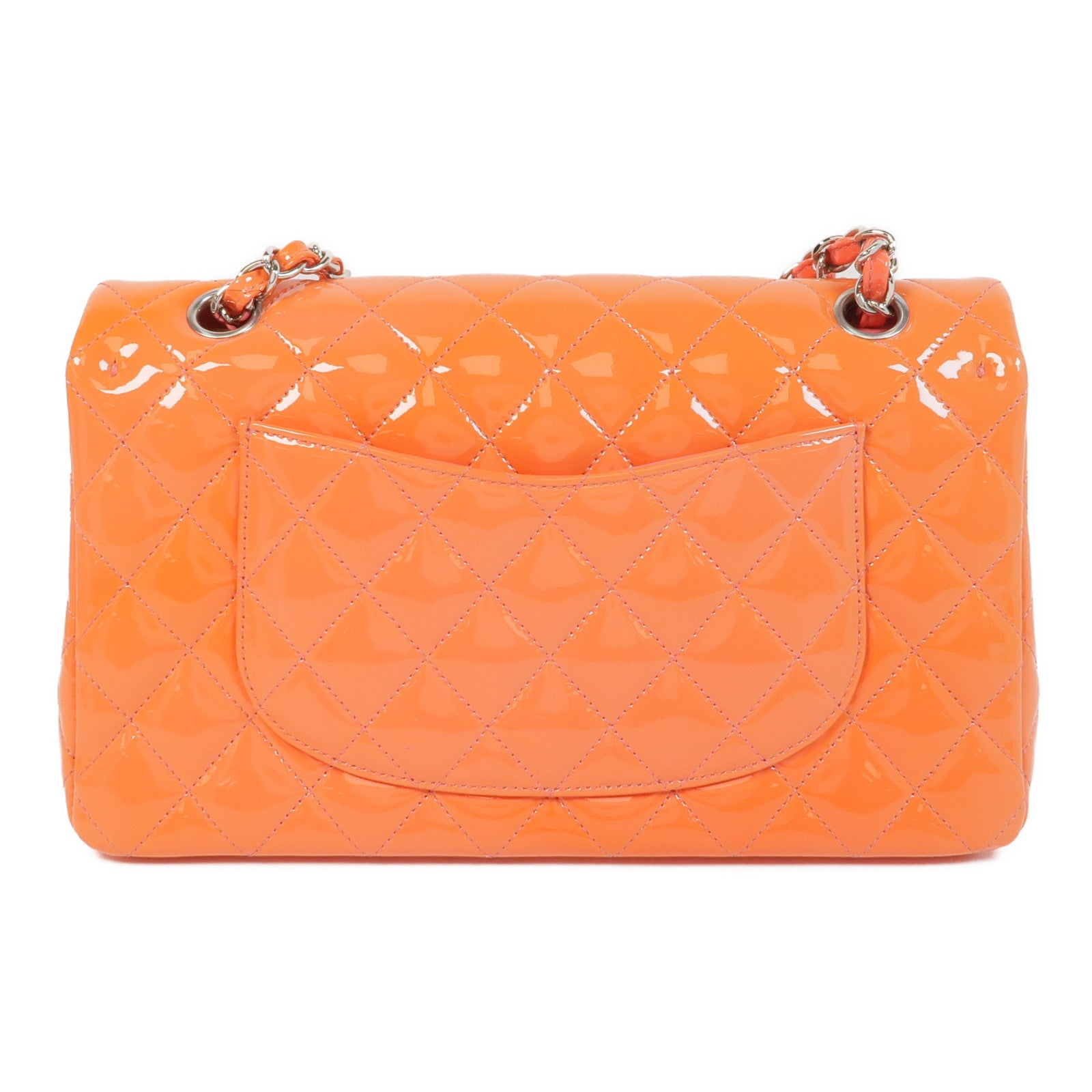 CHANEL 漆皮皮革Classic 25銀扣鏈帶肩背袋