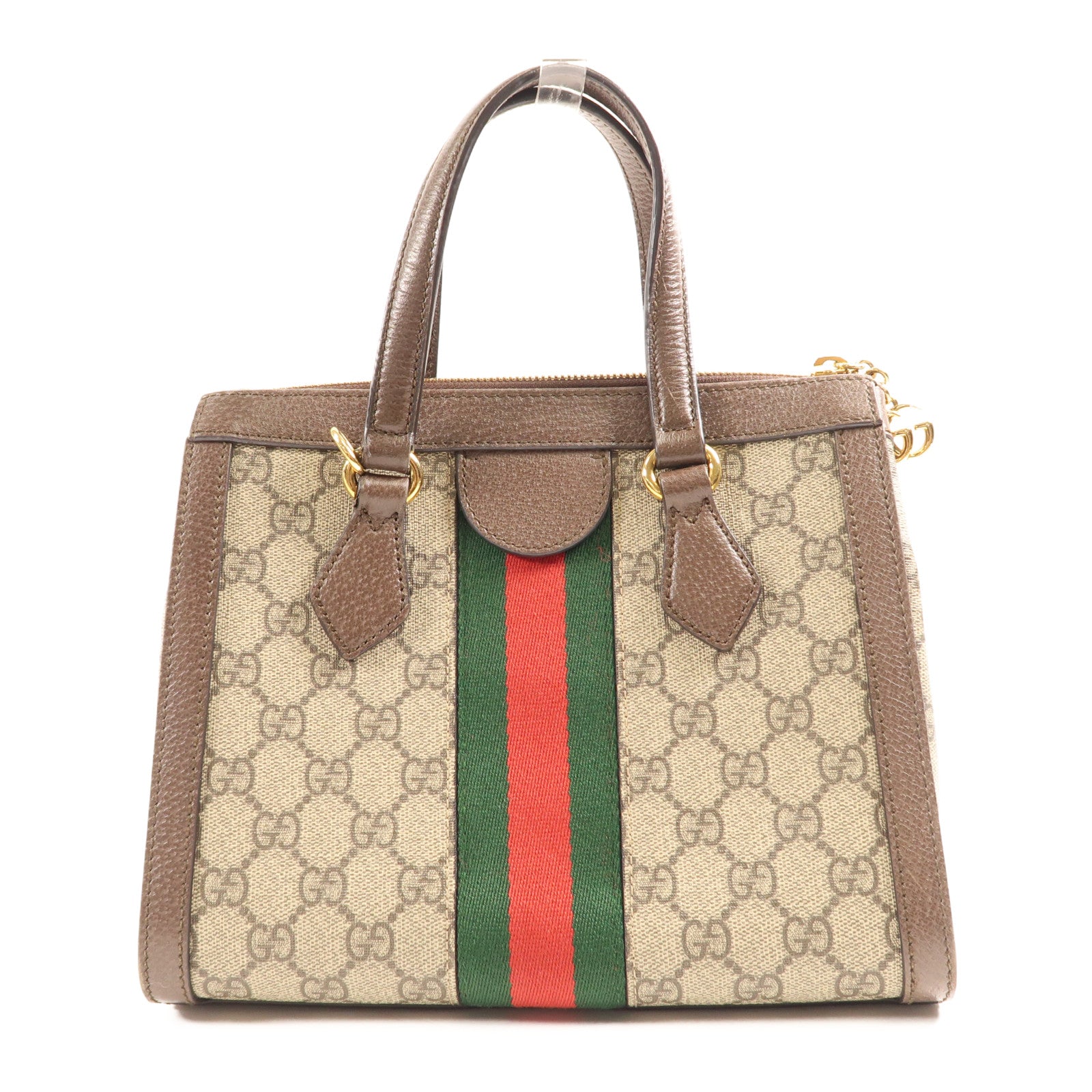 GUCCI GG GHW Ophidia Small Tote 2 Way Shoulder Bag 547551 Coated Canvas Brown