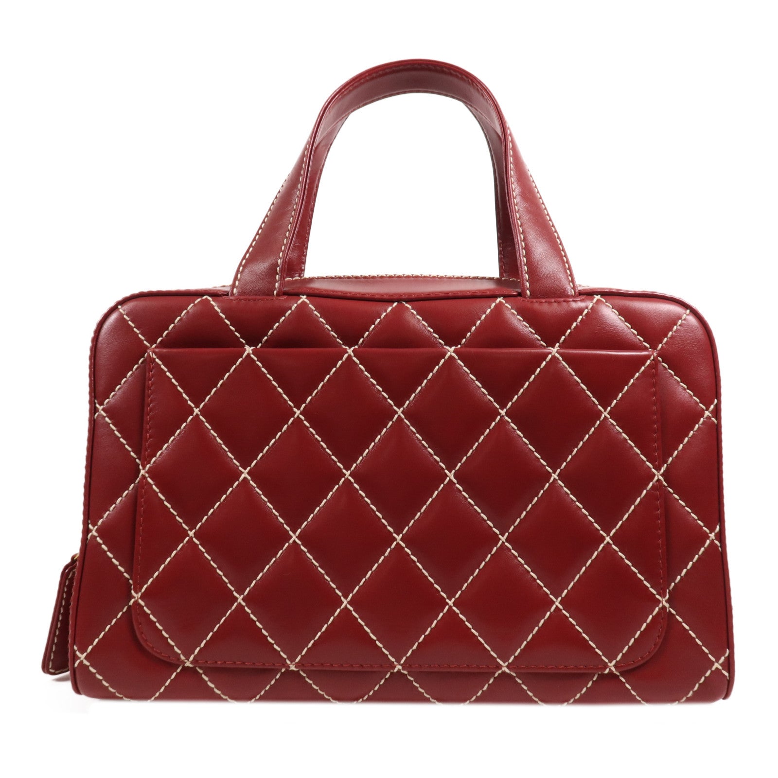 CHANEL 牛皮皮革Handbag金扣手挽袋