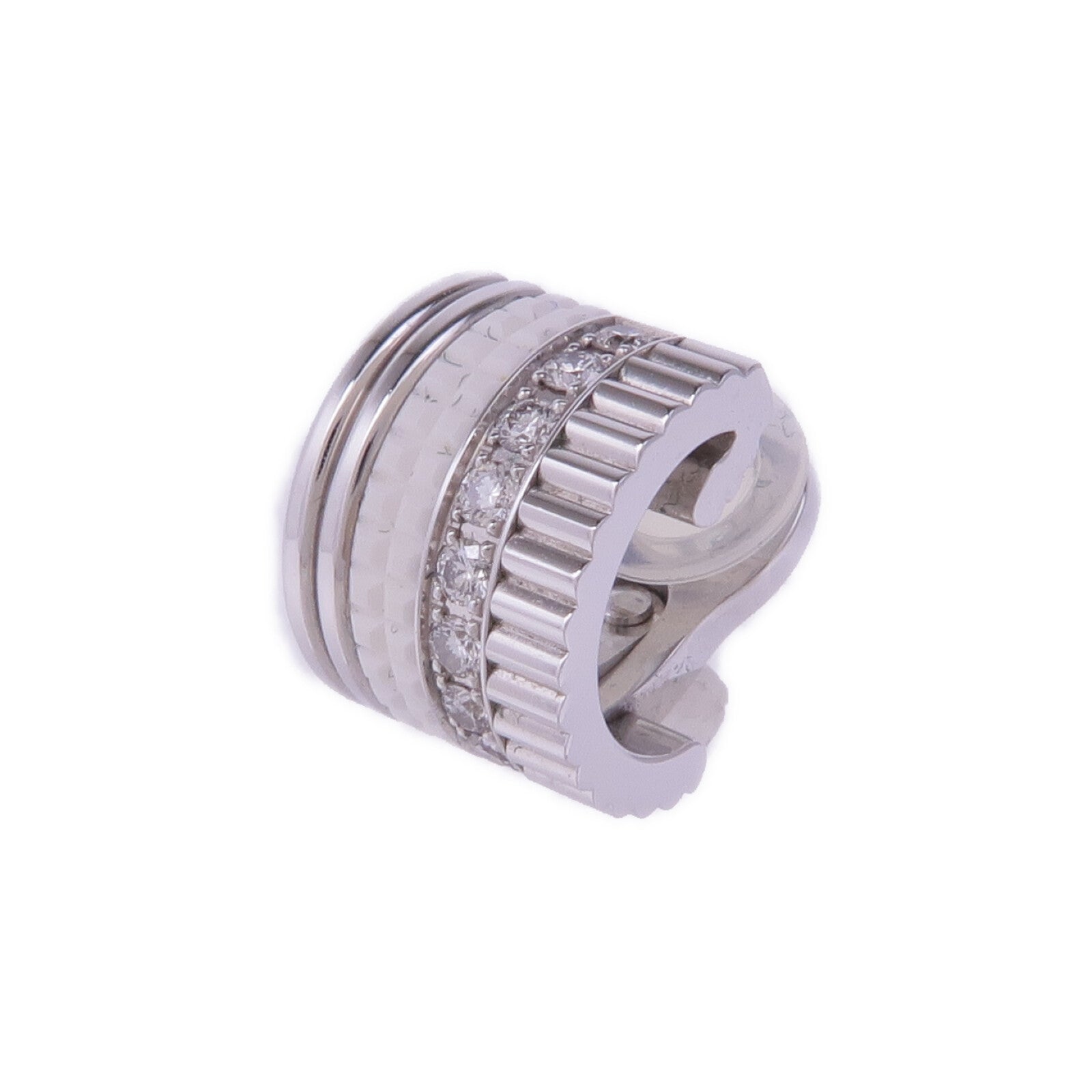 Boucheron 18K白金Single Clip Earring Quatre Double White鑽石耳環