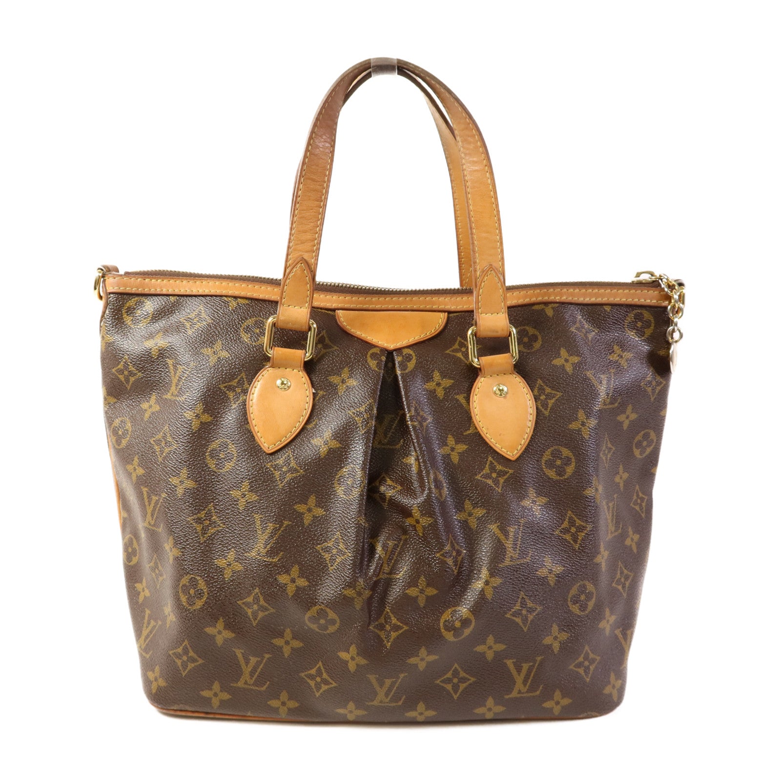 LOUIS VUITTON Monogram Palermo PM金扣手挽肩背兩用袋棕色