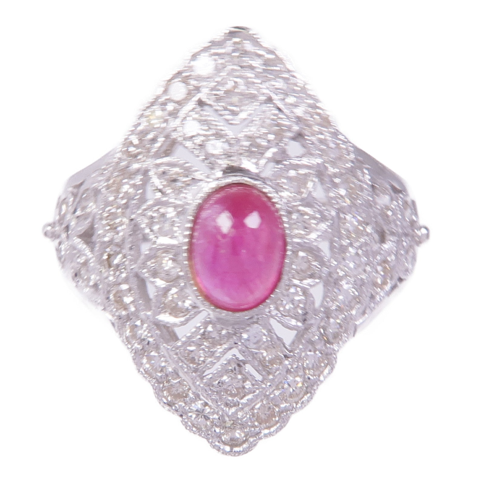 JEWELRY PT900鉑金Ruby Diamond Ring紅寶石/鑽石戒指US#6.25