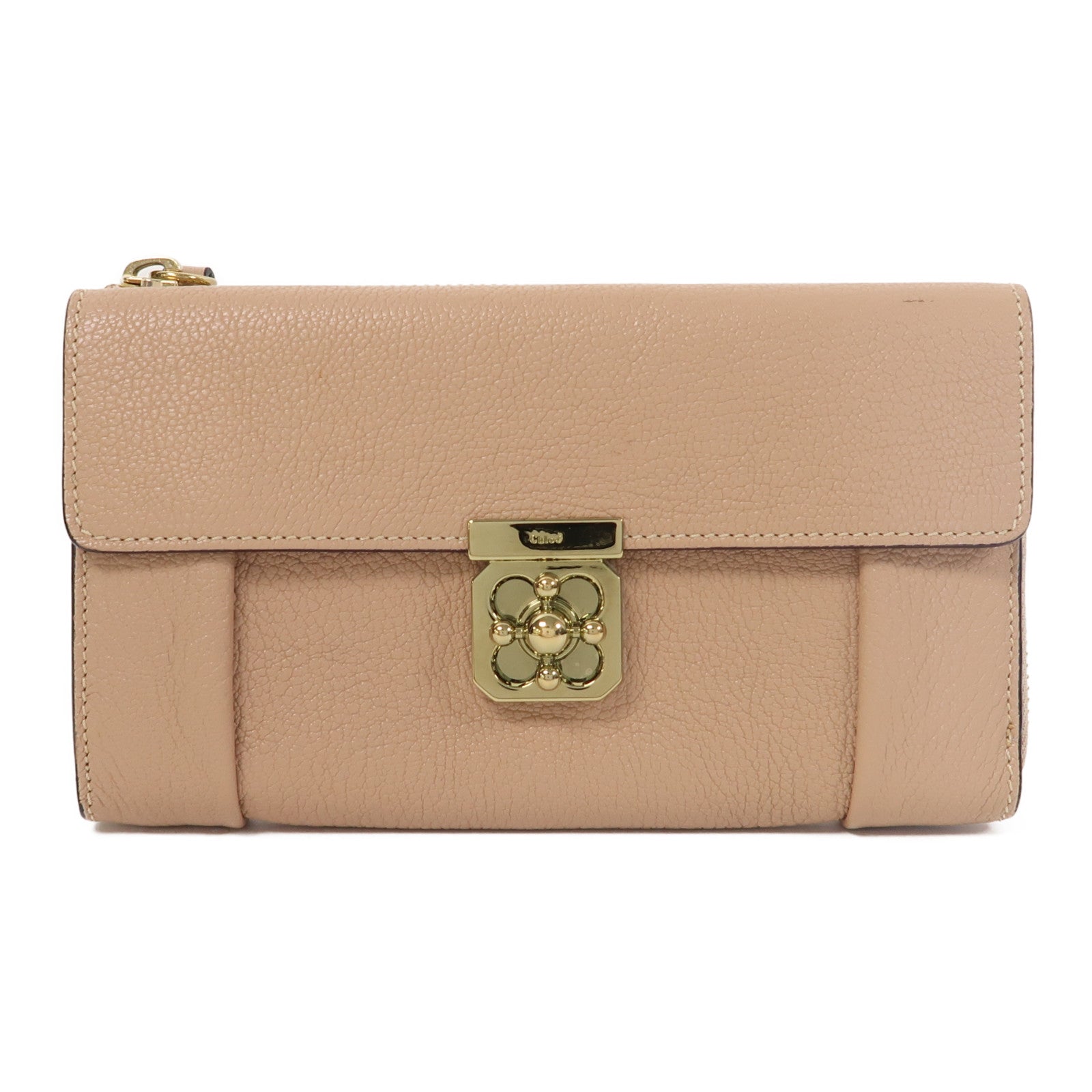 Chloe 皮革Long Wallet金扣長錢包裸色